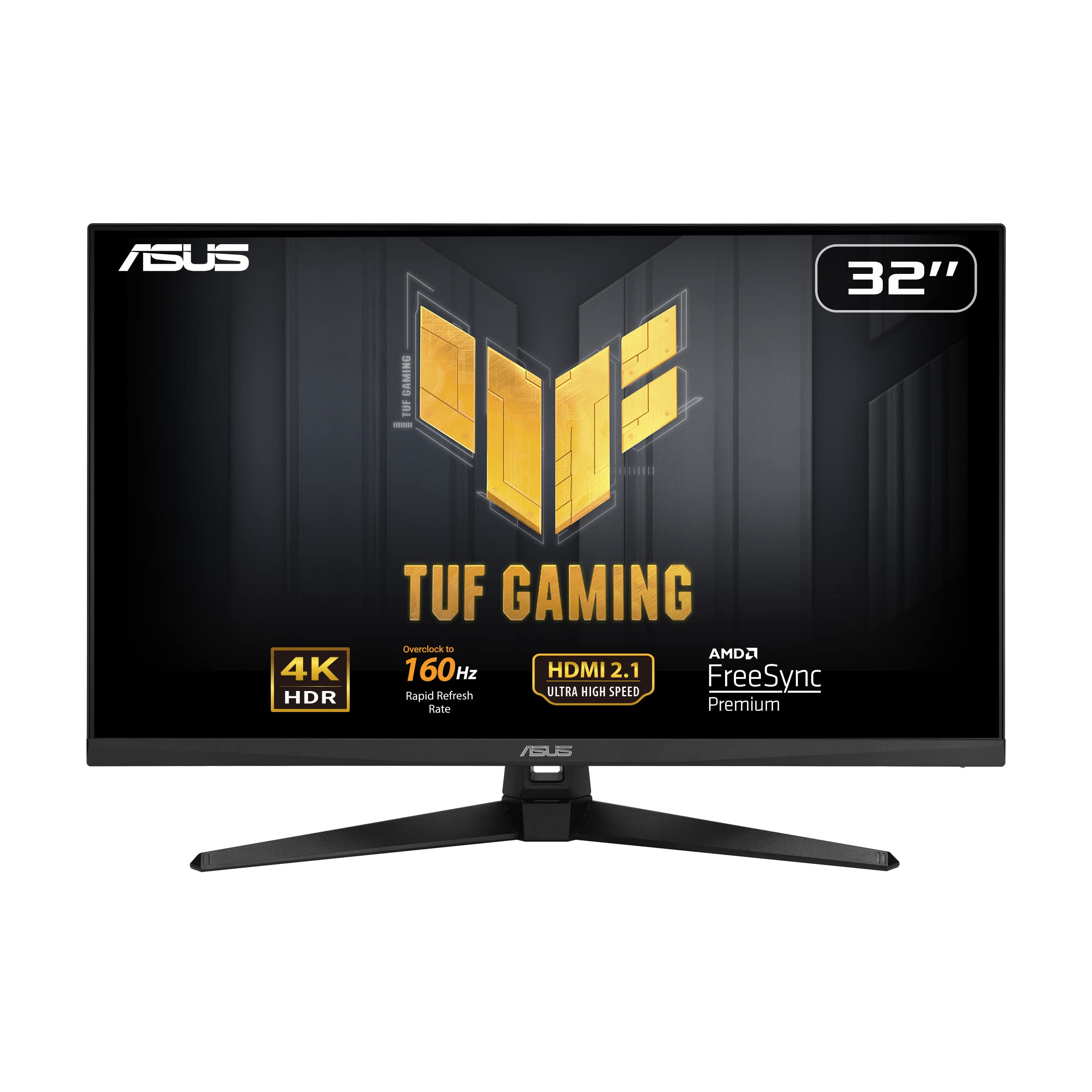 مانیتور بازی ASUS TUF Gaming 32 اینچ (31.5 اینچ قابل مشاهده) 4K HDR DSC (VG32UQA1A) - UHD (3840 × 2160)، 160 هرتز، 1 میلی ثانیه، هماهنگی بسیار پایین حرکت بلور، Freesync Premium، HDMI2.1، بلندگوها، 120% sRGB، تصویر روشندی دینامیک 400 مانیتور 32 اینچ 4K 160 هرتز بازی Freesync Premium