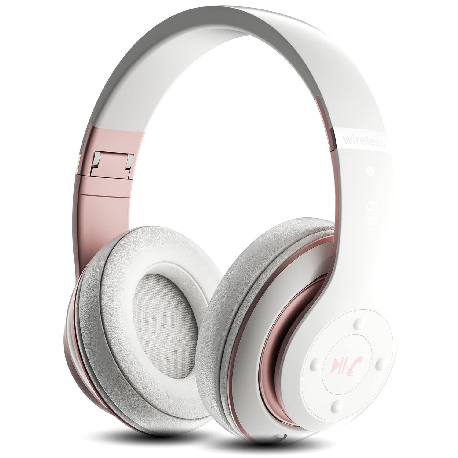 هدفون بلوتوث Over Ear، 40 ساعت زمان پخش، هدفون بی‌سیم قابل انعطاف با 6 حالت 6EQ، هدفون با میکروفن داخلی، هدفون بی‌سیم و با سیم استریوی Hi-Fi، FM/SD/TF برای موبایل/کامپیوتر/تلویزیون (صورتی)