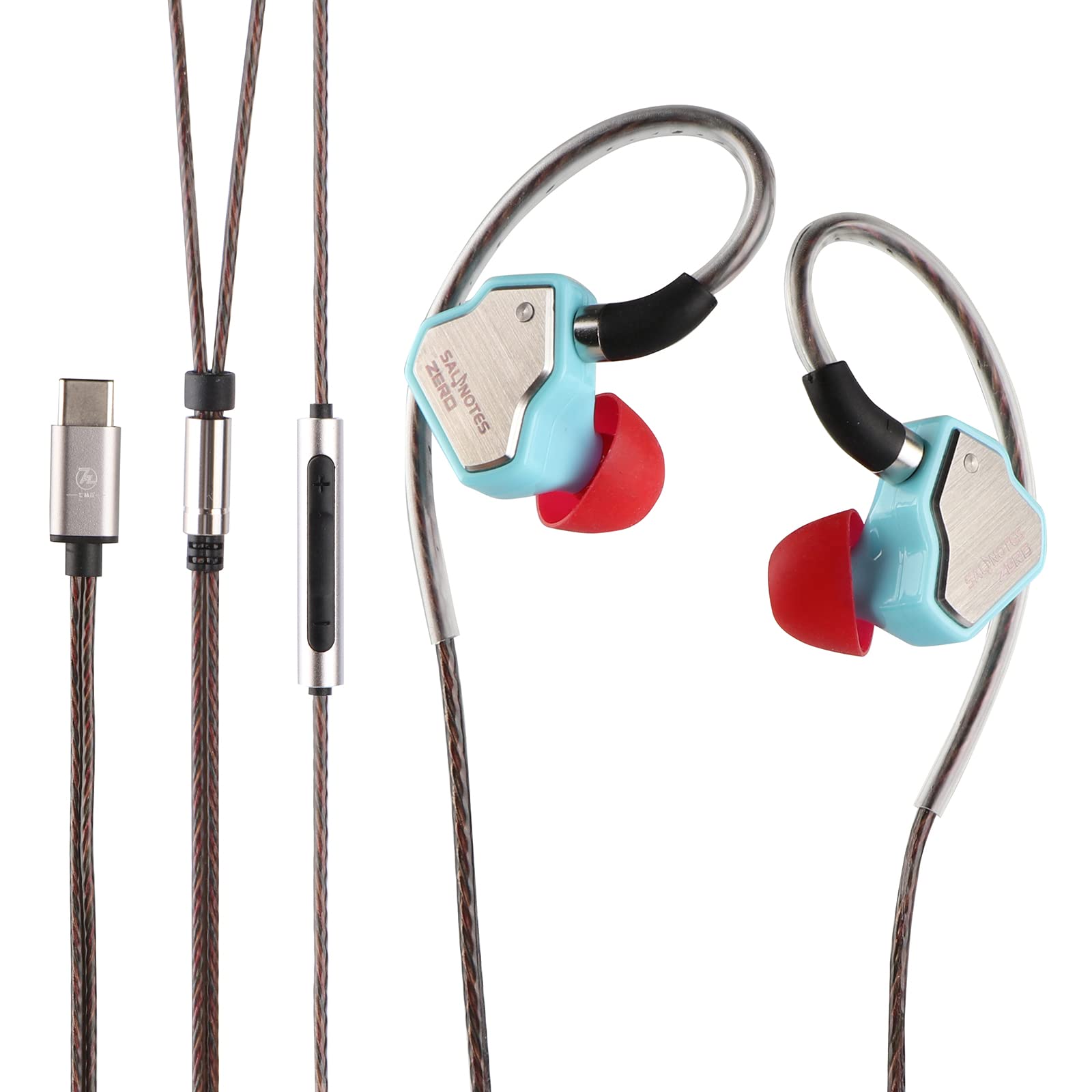لینسول 7Hz Salnotes Zero HiFi، هندزفری داخل گوشی 10 میلیمتری با درایور داینامیک، میکروفون و فناوری IEM با غشاء کامپوزیت فلزی و صفحه فولادی استنلس استیل، کابل OFC دو پین جداشدنی (آبی، با میکروفون، نوع C) با سیم، دارای میکروفون، نوع C از نوع سیمی.