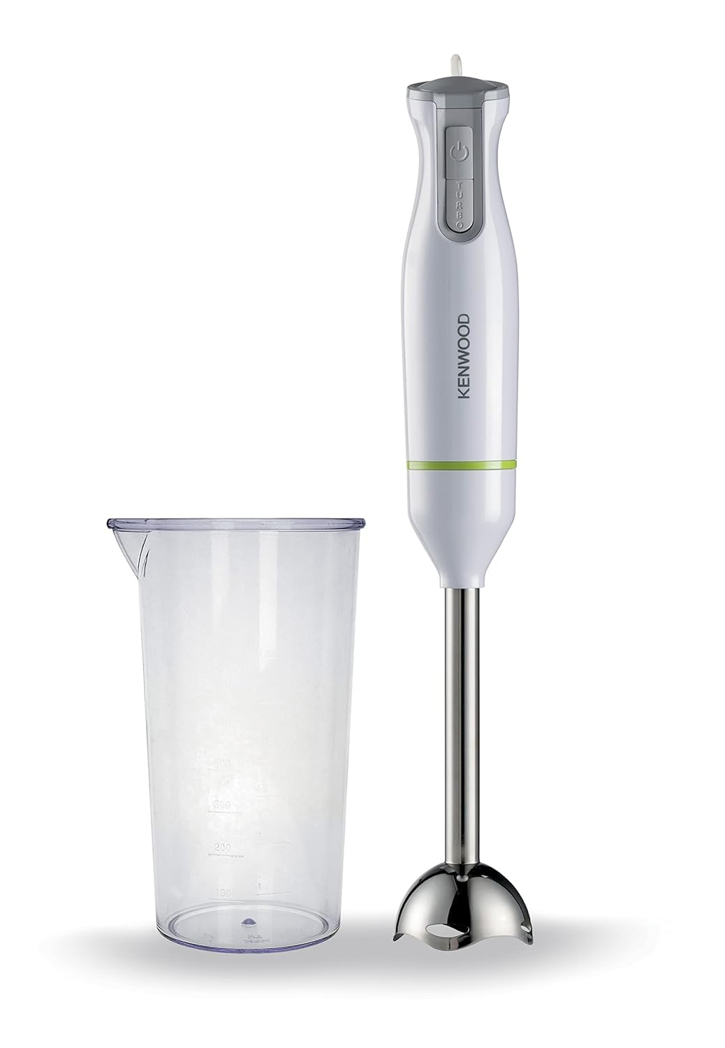 KENWOOD مخلوط کن دستی با عصا فلزی 600 وات با بیشمار کاسه اندازه گیری، تابش توربو، قابل تعویض برای تمیز کردن آسان HBM02.001WH سفید/نقره ای 2 در 1 جدید - عصا فلزی