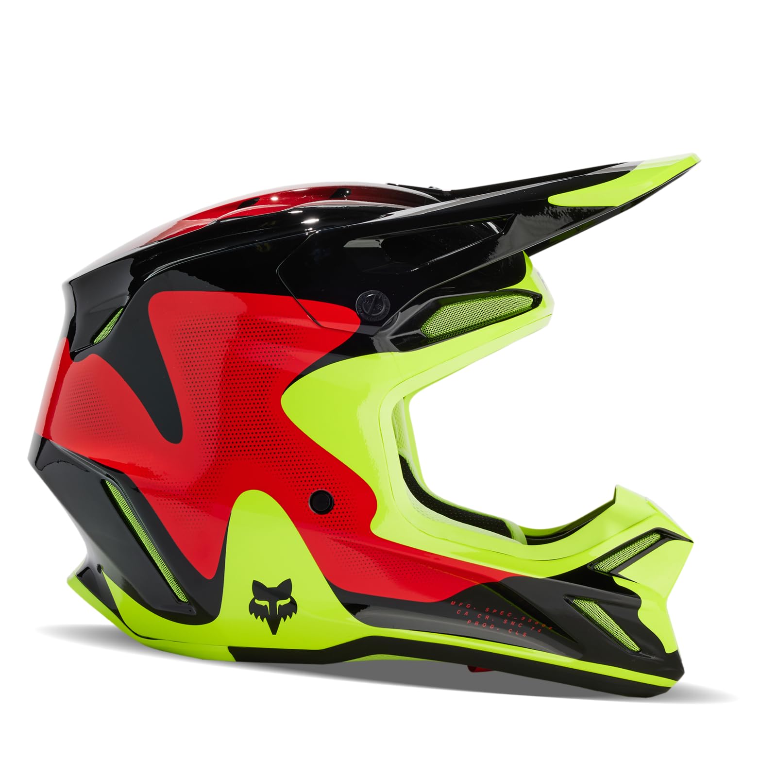 کلاه موتوکراس بالا-رده و سریع V3 با برند Fox Racing برای بزرگسالان (قرمز/زرد) 31366-080