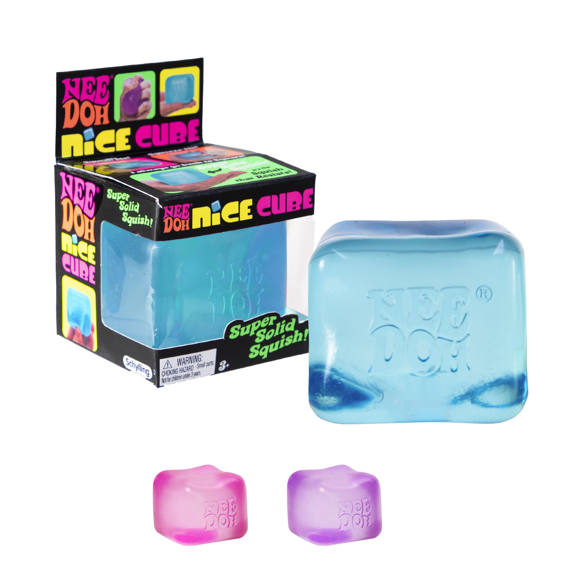 ژیگونی Schylling NeeDoh Nice Cube - اسباب‌بازی فشاری حسی با فشردگی فوق‌العاده ثابت - مکعب 2.25 اینچ - رنگ ممکن است متغیر باشد (بسته‌ی 1 عددی) Nice Cube - رنگ‌ها ممکن است متغیر باشند - 1 بسته
