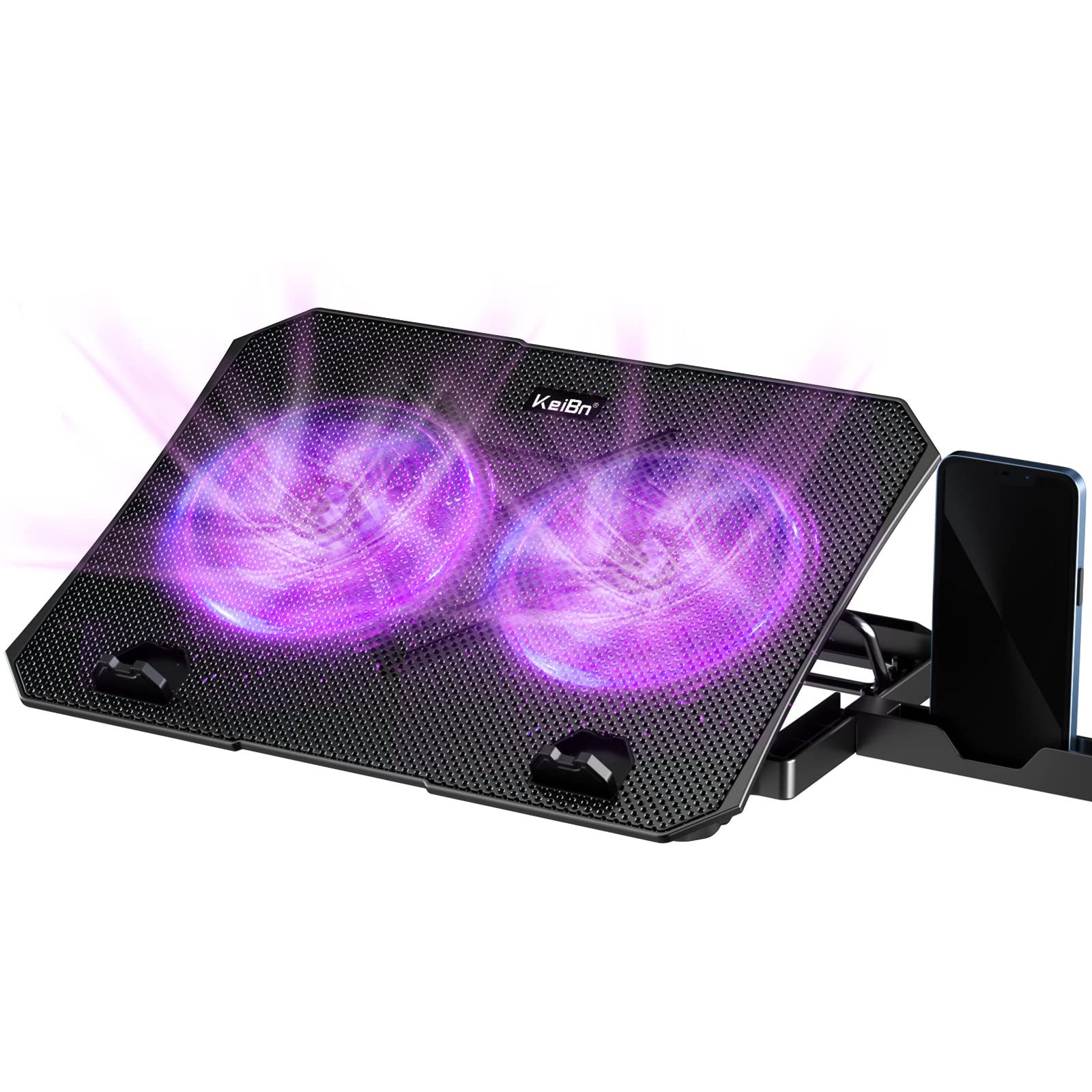 KeiBn Upgrade Laptop Cooling Pad، سردکن لپ تاپ KeiBn با 2 فن برای لپ تاپ های 10-15.6 اینچ، 5 ارتفاع، 2 پورت USB (S039-Purple)