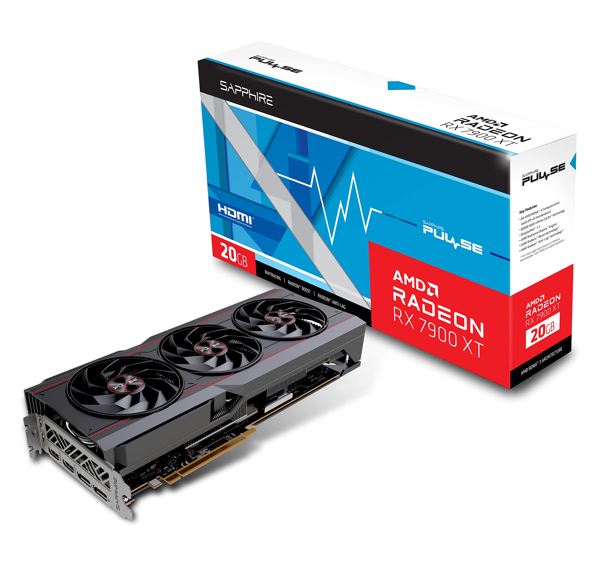 کارت گرافیک بازی Sapphire 11323-02-20G Pulse AMD Radeon RX 7900 XT با 20GB GDDR6، AMD RDNA 3