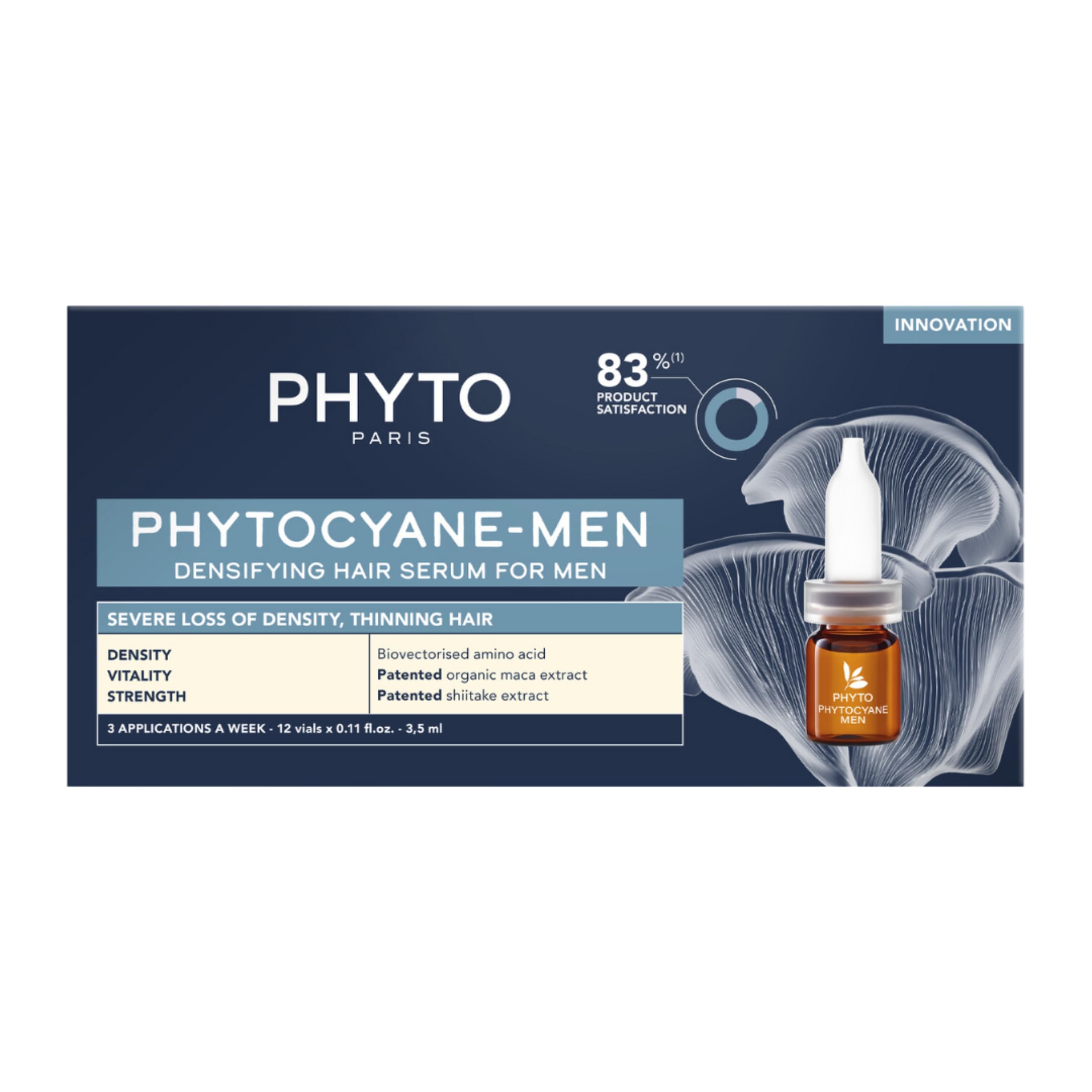 PHYTOCYANE Men Densifying Treatment برای ریزش مو تدریجی، با دو برابر کارایی ضد ریزش و پرباری، 12 عدد فیال 0.118 اونس (تامین ماهانه)