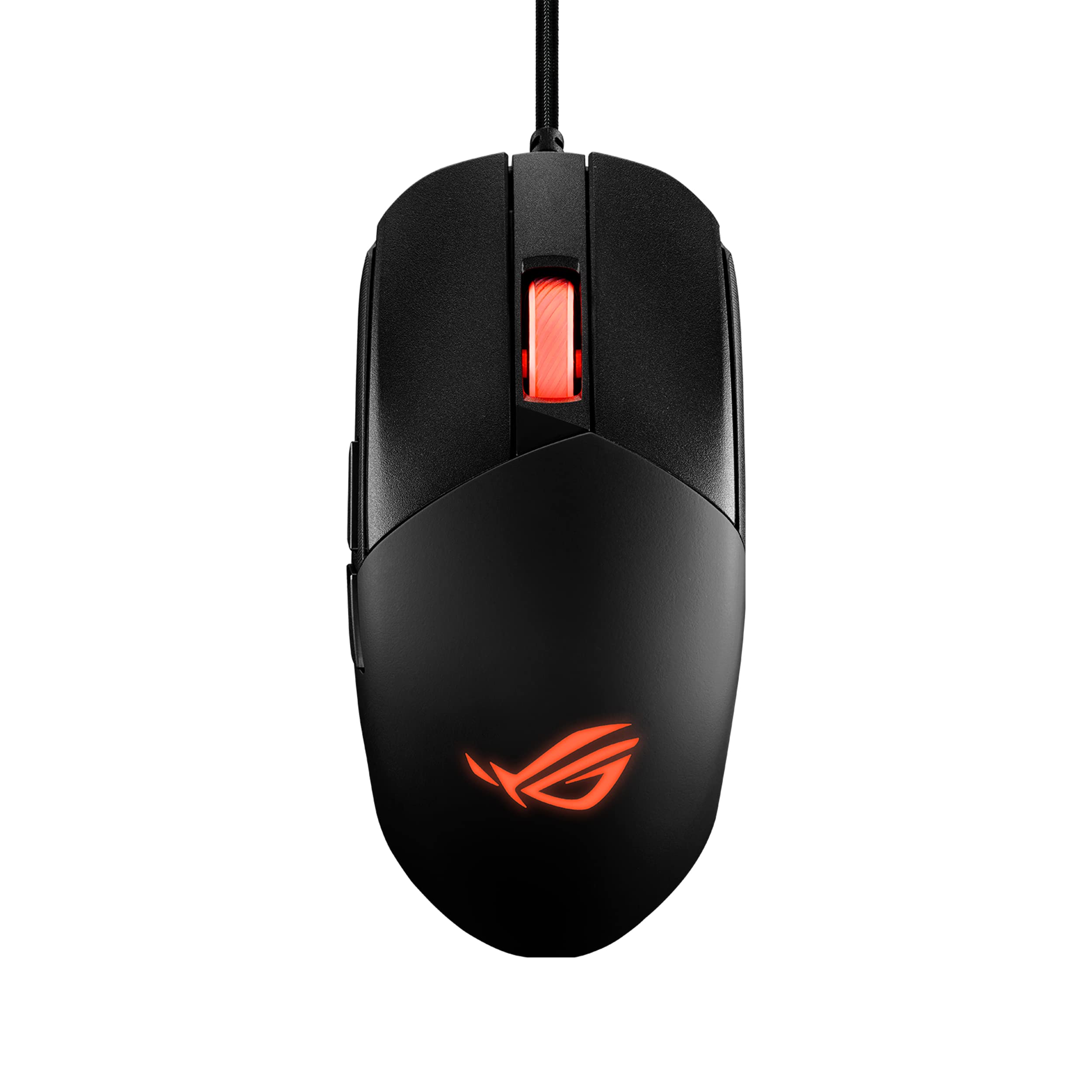 موس بازی Asus P518 ROG Strix Impact III، نیمه دو طرفه، باسیم، سبک، حسگر 12000 DPI، 5 دکمه قابل برنامه‌ریزی، سوئیچ‌های قابل تعویض، کابل پاراکورد، موس بازی FPS، رنگ مشکی، قابل حمل، باسیم