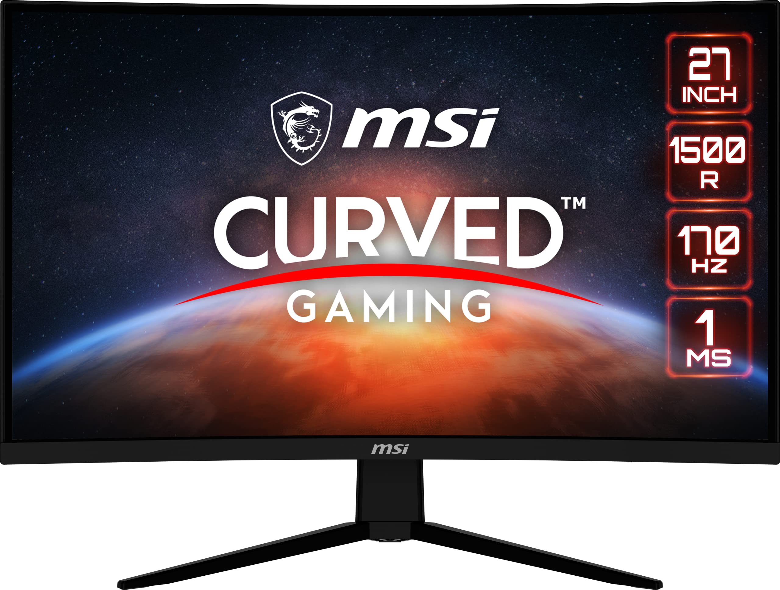 مانیتور بازی MSI G273CQ، 27 اینچ، 2560 × 1440 (QHD)، VA، 170Hz، FreeSync Premium، آماده HDR، HDMI، Displayport، شیب، مشکی