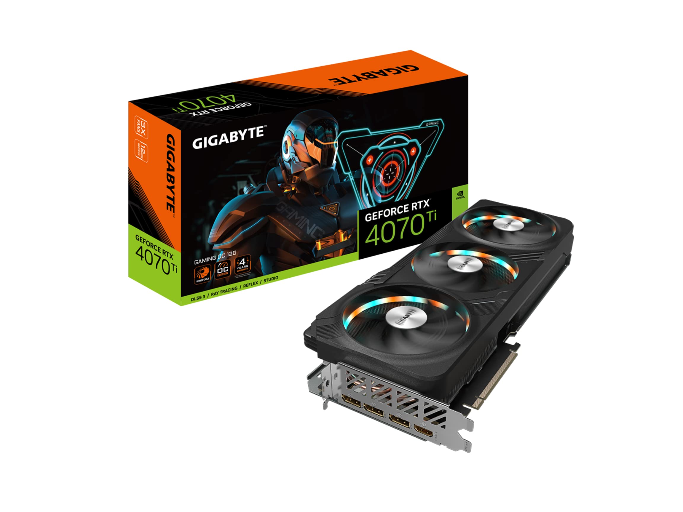 کارت گرافیک Gigabyte GeForce RTX 4070 Ti Gaming OC 12G، ۳ فن WINDFORCE، ۱۲ گیگابایت GDDR6X ۱۹۲ بیتی، مدل GV-N407TGAMING OC-12GD