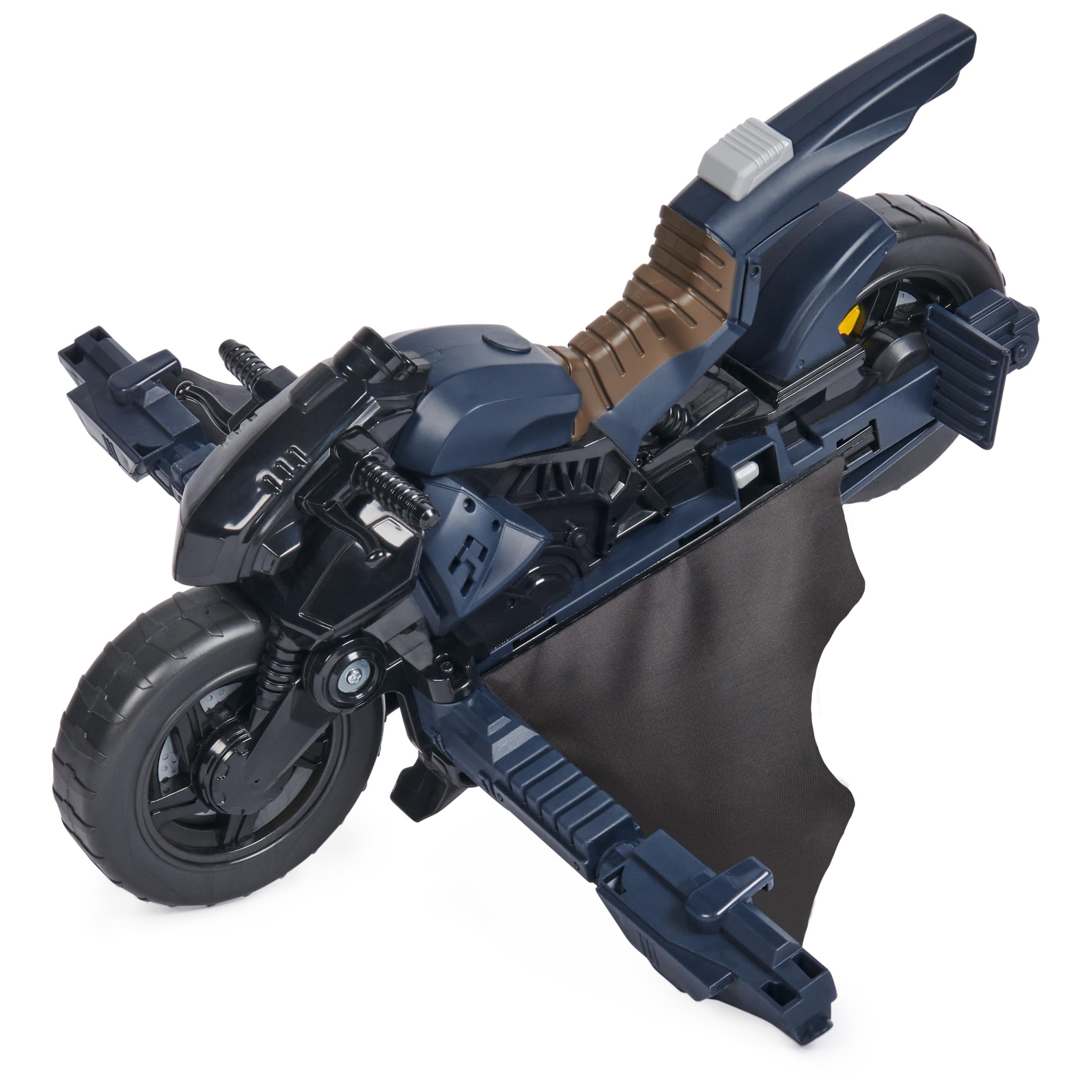 موتور سیکلت و گلایدر DC Comics Spin Master Batman Adventures Batcycle - وسیله نقلیه تبدیل‌شونده 2 در 1، سازگار با عروسک‌های اکشن بتمن با ارتفاع 30 سانتی‌متر، اسباب‌بازی برای کودکان از 4 سال و بالاتر، رنگ مشکی