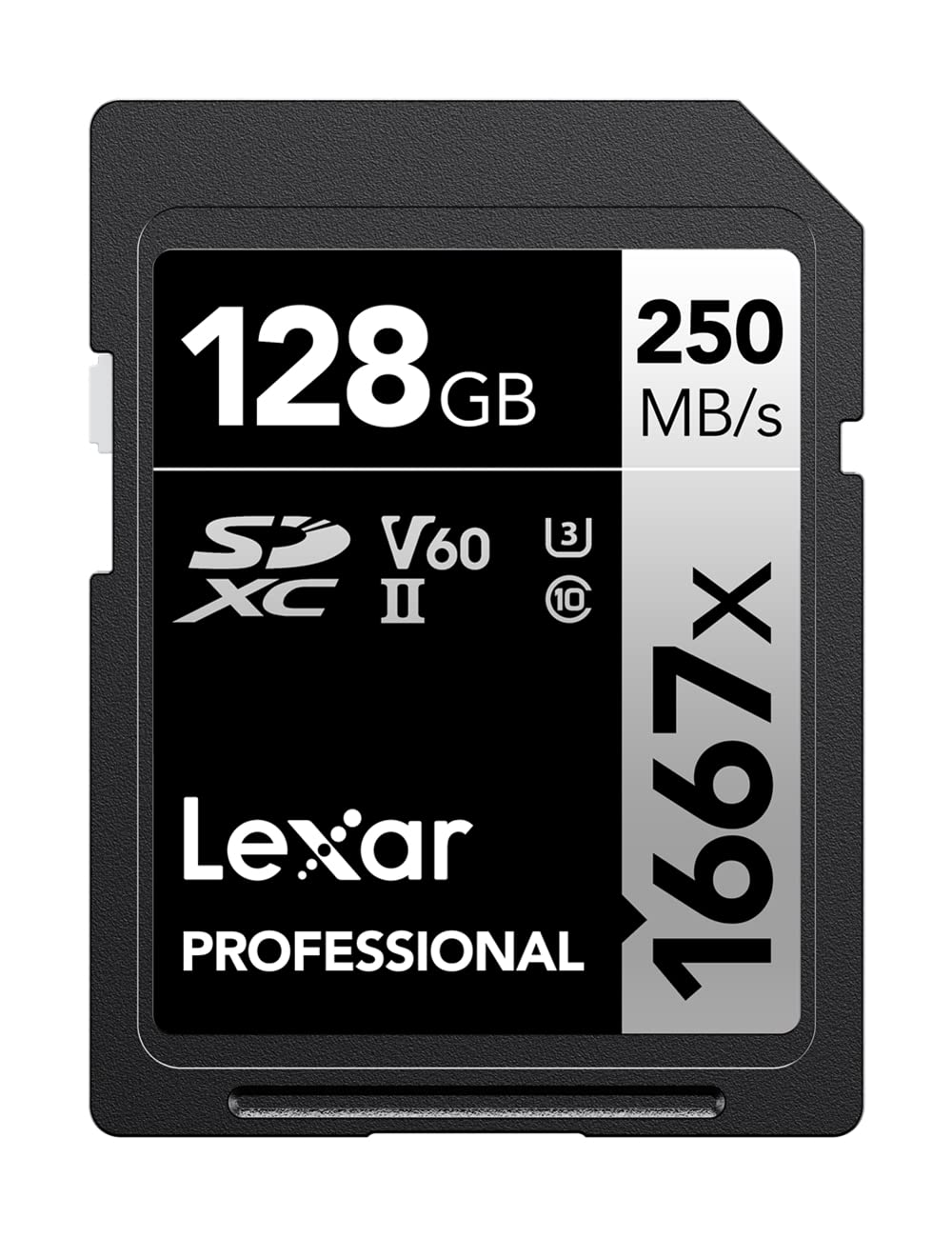 کارت حافظه Lexar Professional 1667x 128GB SDXC UHS-II، تا 250MB/s سرعت خواندن، برای عکاس حرفه‌ای، فیلم‌بردار، علاقمند