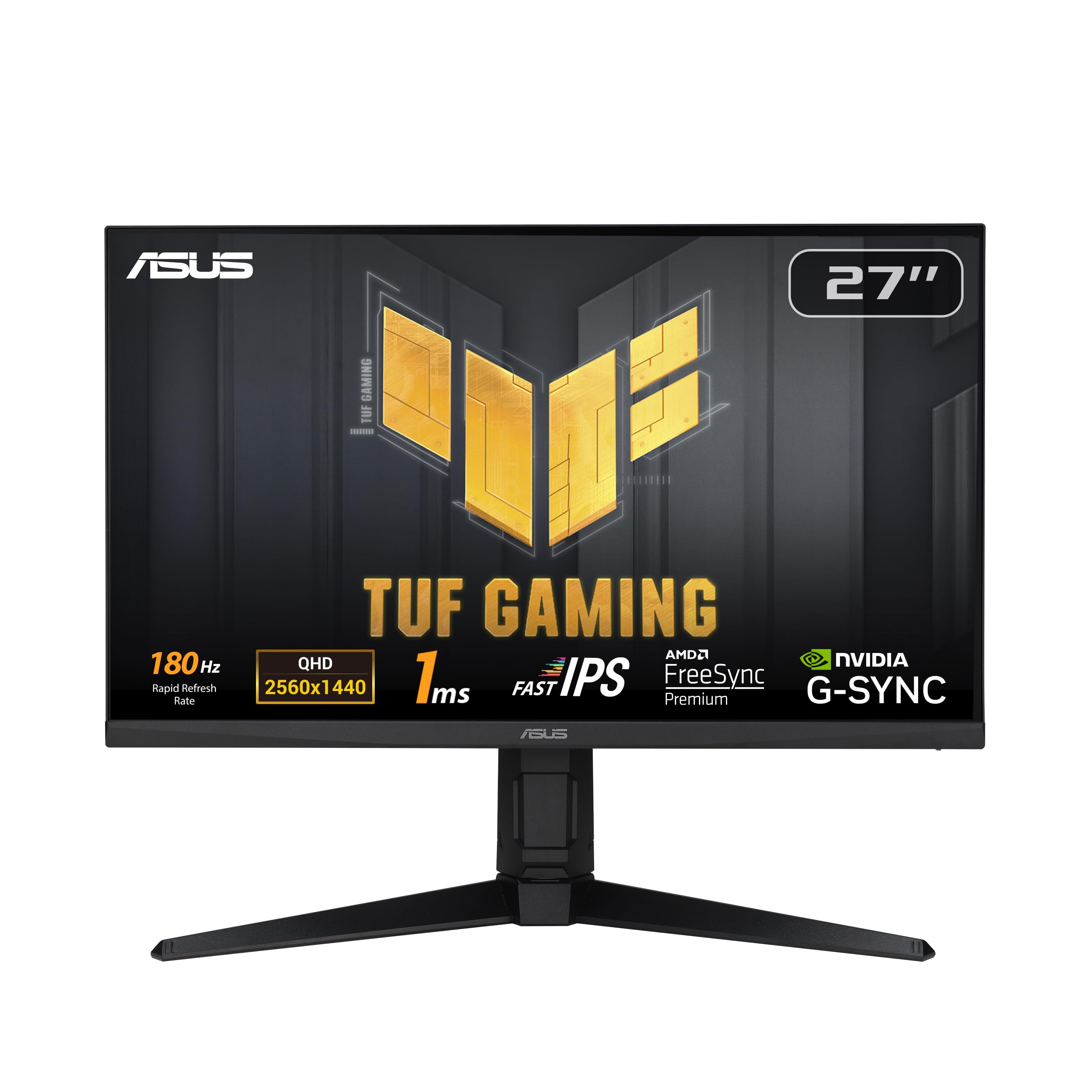 مانیتور بازی ASUS TUF Gaming VG27AQL3A - 27 اینچ، QHD 2560x1440، 180Hz، IPS سریع، ELMB Sync، 1ms (GTG)، Freesync Premium، سازگار با G-Sync، VESA AdaptiveSync نمایش 180Hz، 130٪ sRGB، DisplayHDR 400