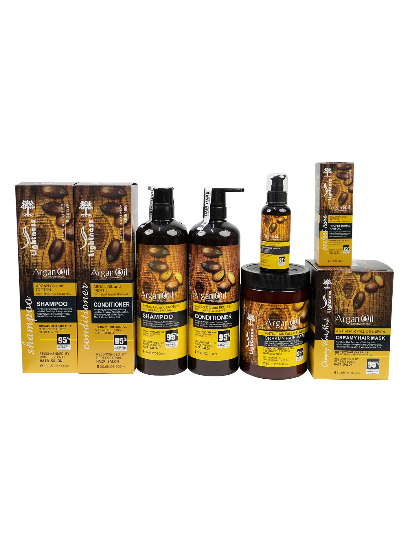 شامپو و کاندیشنر روغن آرگان مراکنی بدون سولفات، مناسب برای موهای خشک، آسیب دیده، موهای مجعد و پرزو - فرمول ترکیب کننده برای موهای نازک/نازک، ایمن برای موهای رنگی و با درمان کراتین (مجموعه ۴ تایی)