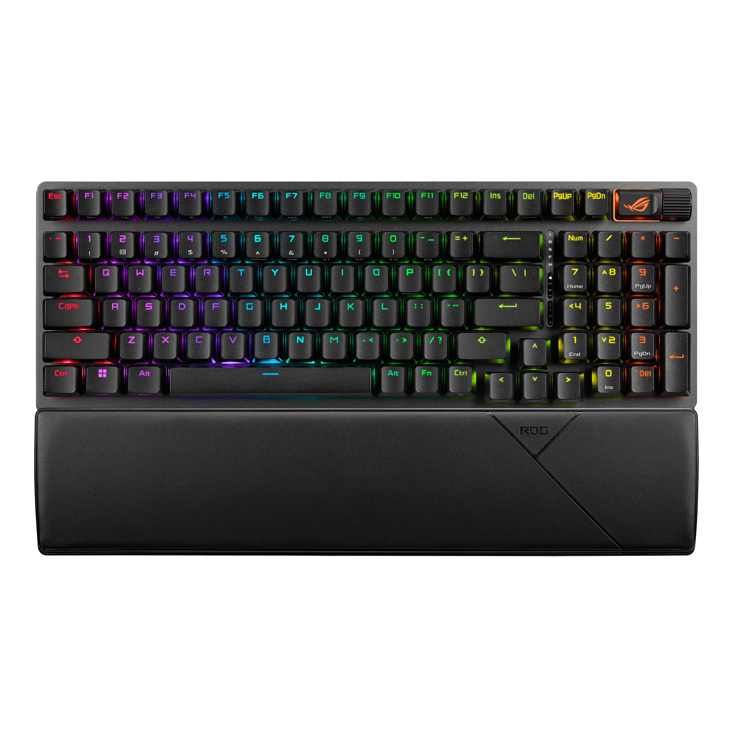 صفحه کلید بازی بی‌سیم ASUS ROG Strix Scope II 96، اتصال سه حالته، اسفنج محافظ‌کننده و مهره‌های جذب‌کننده سوییچ، سوییچ‌های Hot-Swappable Pre-lubed ROG NX Snow، پوشش PBT، نورپردازی RGB-سیاه، طرح US