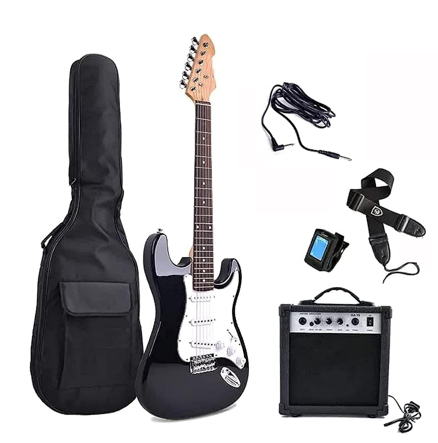 Aiersi Pacifica Series AC542 Electric Guitar Combo با کیف، روسری، پخش، کابل و تیونر (سیاه)