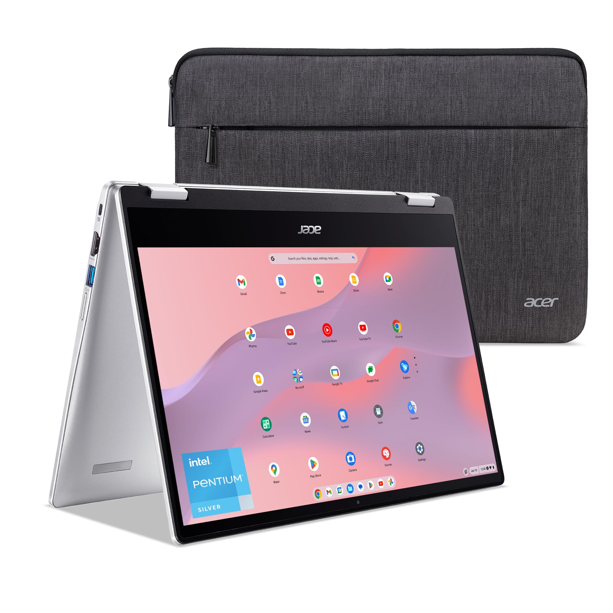 لپ تاپ قابل تبدیل Acer Chromebook Spin 314 | Intel Pentium Silver N6000 | نمایشگر لمسی ۱۴ اینچی HD Corning Gorilla Glass | ۸ گیگابایت LPDDR4X | ۱۲۸ گیگابایت eMMC | Intel Wi-Fi ۶ AX201 | سیستم عامل Chrome OS | CP314-1H-P1Q5