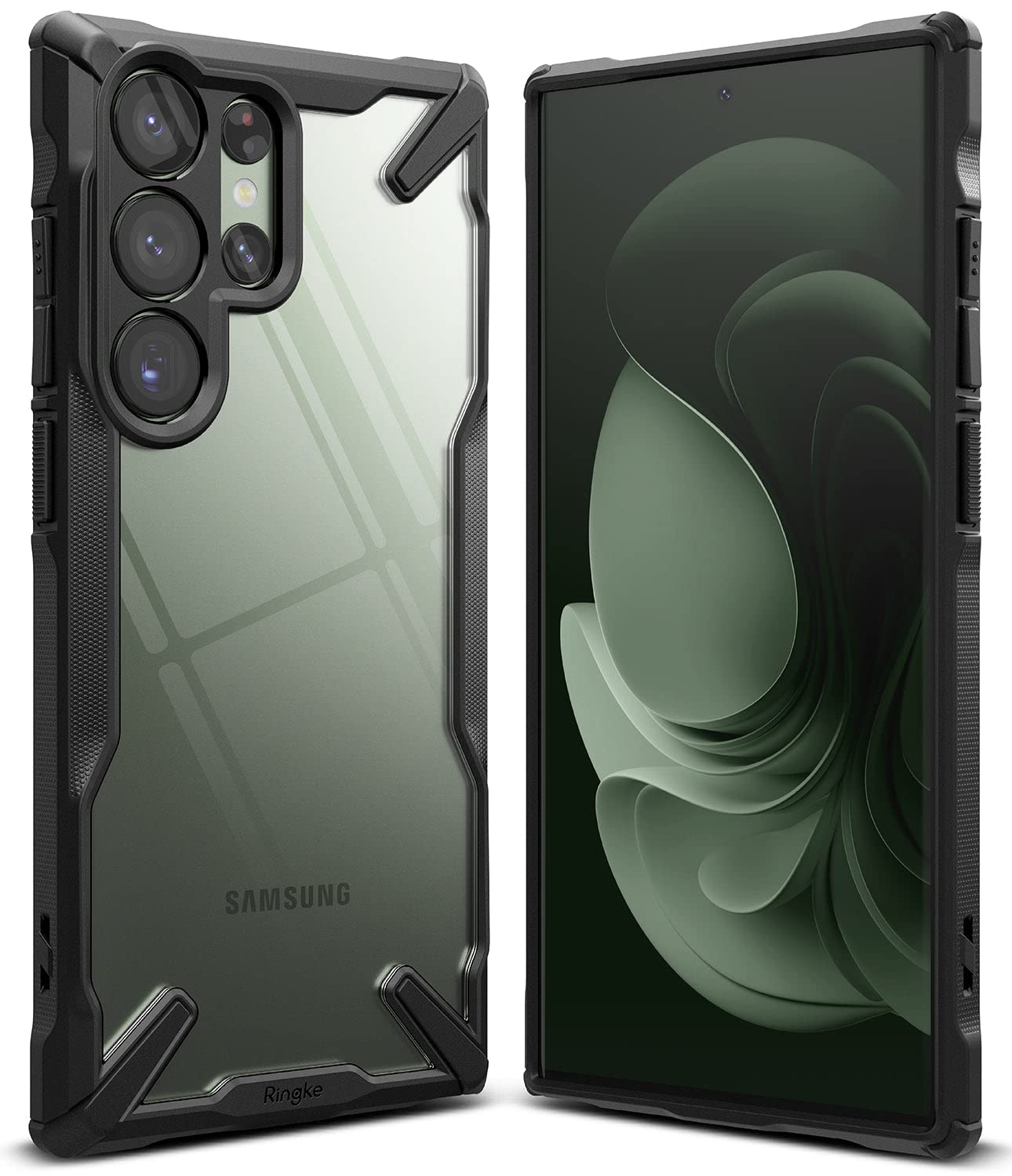 کیفیت گوشی سامسونگ گلکسی S23 Ultra 5G Ringke Fusion-X (2023)، محافظ قطعات سخت شفاف پشتی و جلو و کاور مقاوم برای گوشی سامسونگ S23 Ultra - سیاه