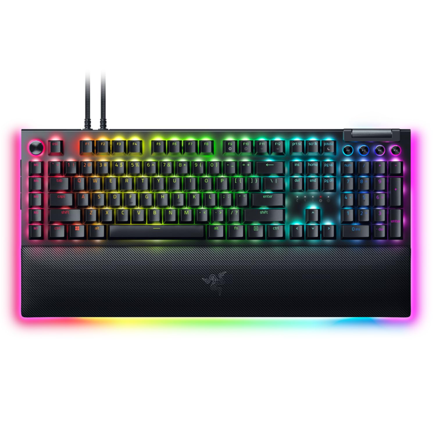 کیبورد مکانیکال باسیم Razer BlackWidow V4 Pro: سوییچ‌های مکانیکال زرد - خطی و ساکت - کی‌کپ‌های ABS دابل‌شات - دیال فرمان - ماکروهای قابل برنامه‌ریزی - نورپردازی RGB Chroma - استراحتگاه مچ دست مغناطیسی BlackWidow V4 - Pro سوییچ‌های زرد مشکی - RGB