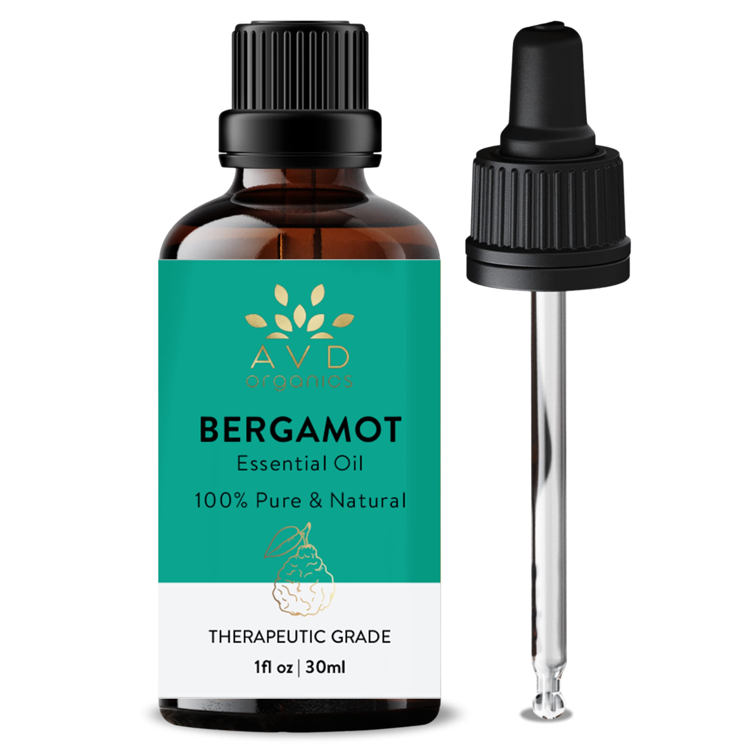 روغن اسانس برگاموت AVD ORGANICS 30 میلی لیتر - روغن اسانس 100٪ طبیعی و خالص به صورت درمانی برای آروماتراپی، دیفیوزر، عطرسازی خانگی، صابون و شمع سازی- 30 میلی لیتر برگاموت 1 فلوئید اونس (بسته 1 عدد)