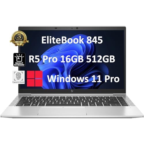 لپ تاپ تجاری HP EliteBook 845 G8 (صفحه نمایش 14 اینچی FHD، AMD Ryzen 5 PRO 5650U، 16GB RAM، 512GB SSD، Beats i5-1145G7) گارانتی 3 ساله، طول عمر باتری بلند، پشتیبانی از نور پس زمینه، اثر انگشت، Wi-Fi 6E، وب‌کم، ویندوز 11 Pro، نقره‌ای