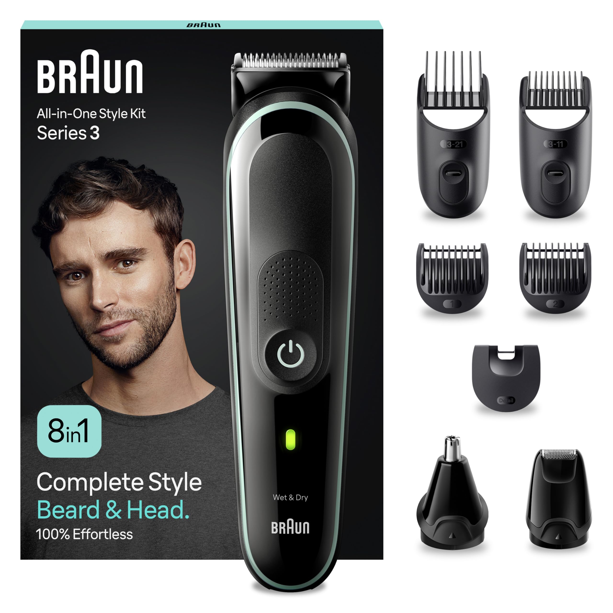ست بران MGK3441 All-In-One مراقبت از ریش Bodygroomer، تراش موی 8 در 1، تراش مو / تراش موی مردان، تراش مو، ضدآب، 80 دقیقه زمان اجرای بی‌سیم، هدیه مناسب مردان، MGK3441 تکی