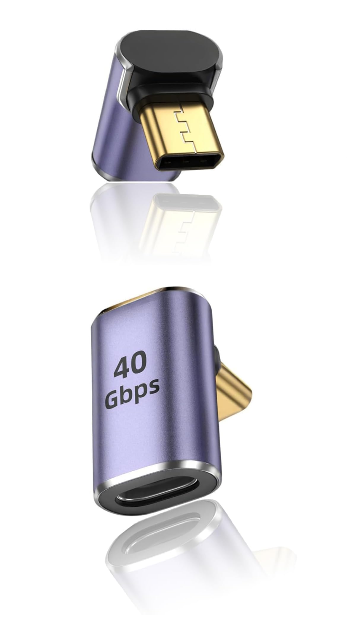 آداپتور زاویه دار 90 درجه USB C، 2 عدد مرد USB C به زن  با قدرت 100 وات PD ویدیوی 8K با سرعت 40 گیگابیت بر ثانیه و شارژ ویدیوی 60 هرتز، مناسب برای MacBook Pro/Air با Thunderbolt 4، Switch، VR و سایر دستگاه‌های Type C