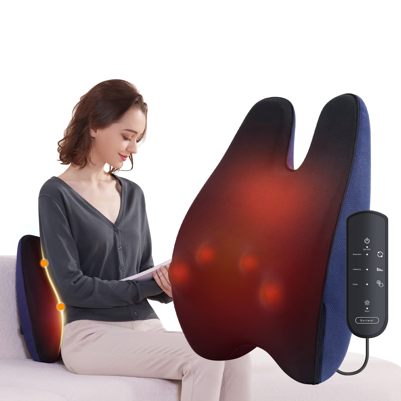 ماساژور پشت Boriwat با حرارت، تخته تایشو نوک و پشت برای کاهش درد، ماساژ گردن و پشت 3D با دستگاه خمیرکن کننده برای قسمت پایین پشت، شانه، پاها، آرامیش