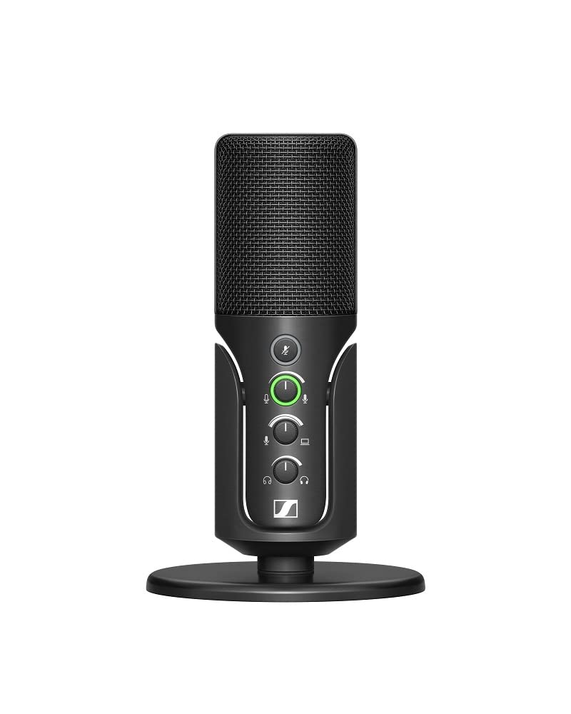 میکروفون USB Sennheiser PROfile با طرح ایستاده روی میز - طراحی Plug & Play، مناسب برای پادکست‌سازی و استریمینگ، کپسول کاندنسر کاردیوئید، کابل USB-C 1.2 متری - مشکی (700065) مجموعه پایه