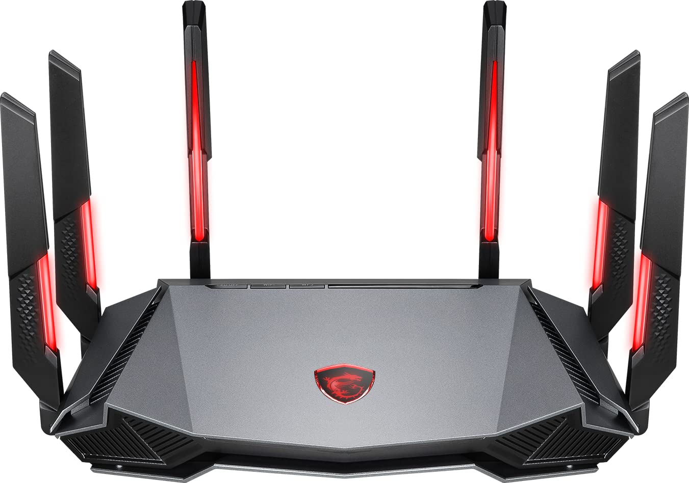 MSI Radix AXE6600 WiFi 6E روتر بازی Tri-Band، AI QoS، RGB، پردازنده چهار هسته ای 1.8 گیگاهرتزی، MU-MIMO، بی‌سیم گیگابیت، 8-جریانه، سرعت بالا و برد بلند