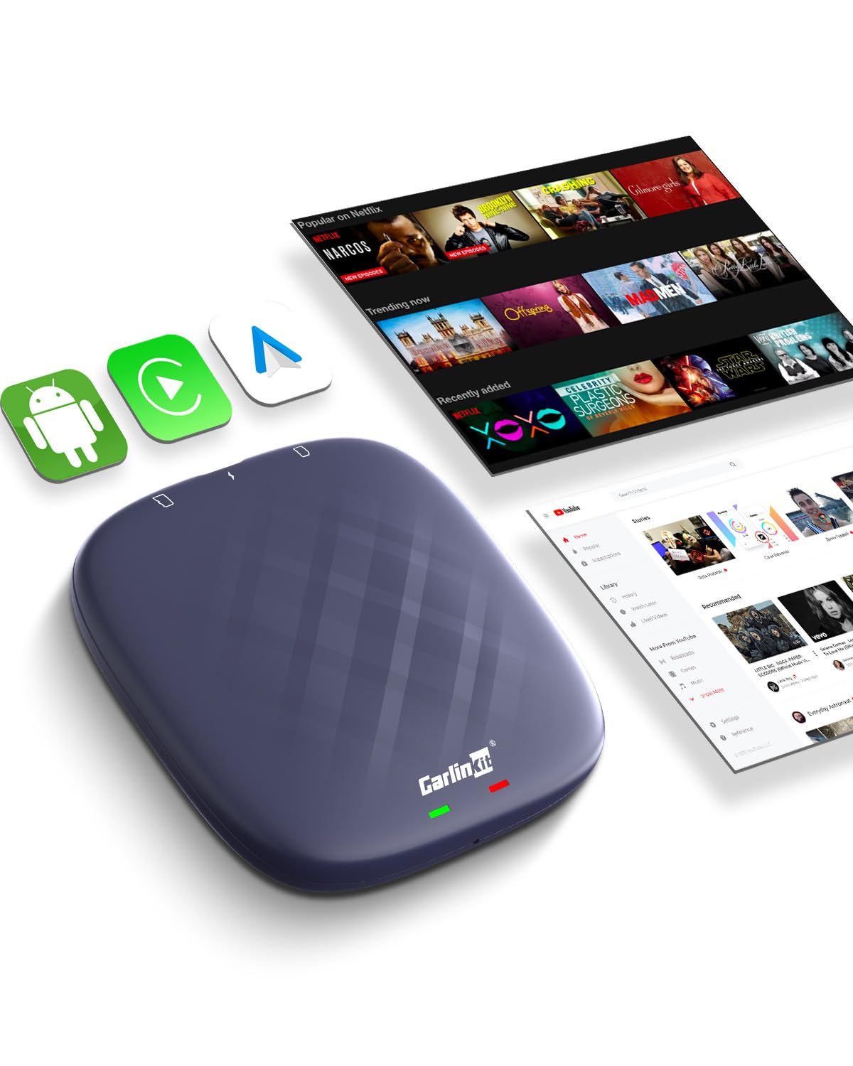 جعبه Ai Carlinkit Android 13، سری Ultra، قدرتمندترین آداپتور چندرسانه‌ای با 6125 کیوالکام 8+128 گیگابایت، دارای CarPlay/Android Auto/فروشگاه Google Play، مناسب فقط برای خودروهایی که از CarPlay با سیم پشتیبانی می‌کند 3 در 1 Carlinkit Tbox Plus (8+128)