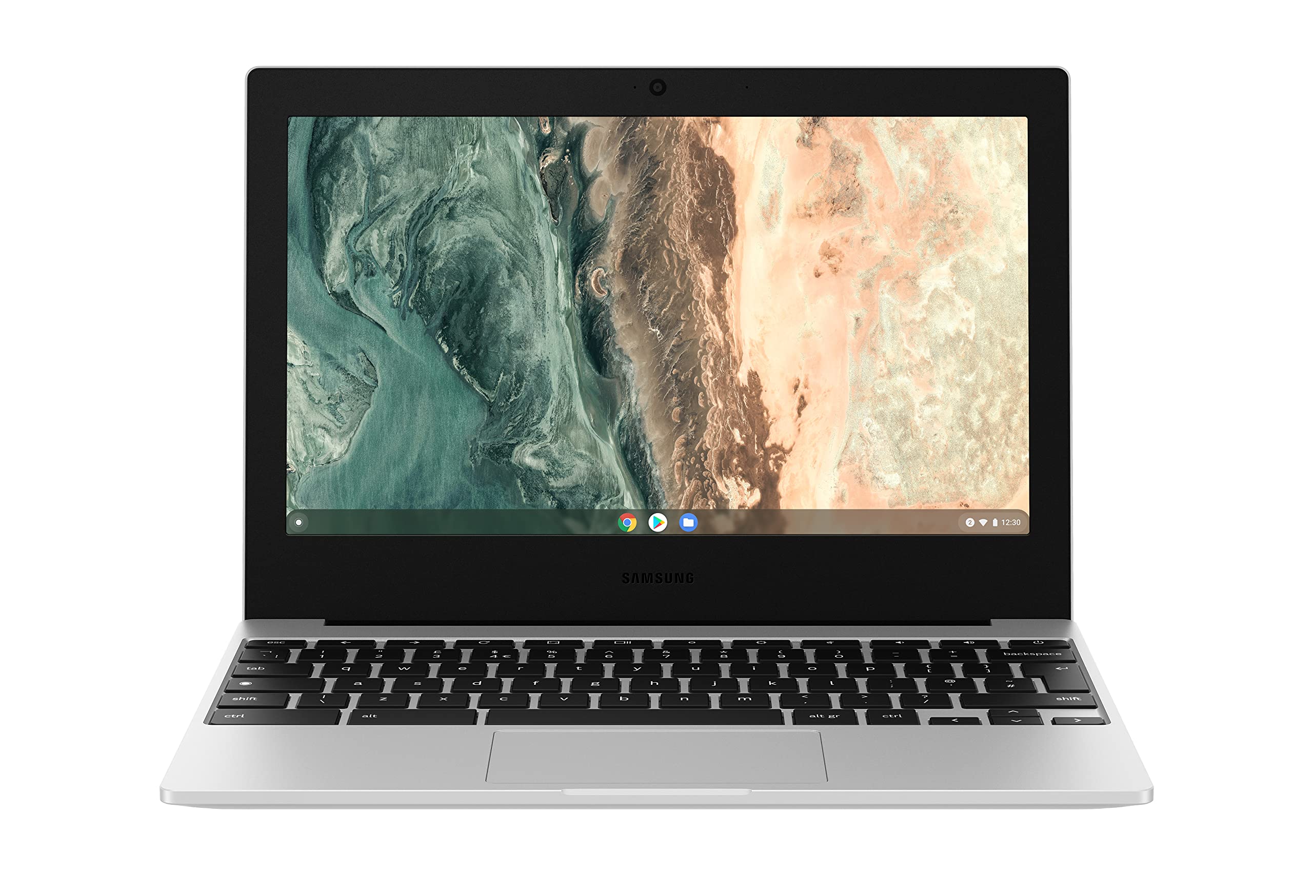 لپ تاپ وای فای Samsung Galaxy Chromebook Go، 11.6 اینچ، پردازنده سلرون، 4GB رم، 64GB حافظه ذخیره‌سازی، نقره‌ای - رسمی