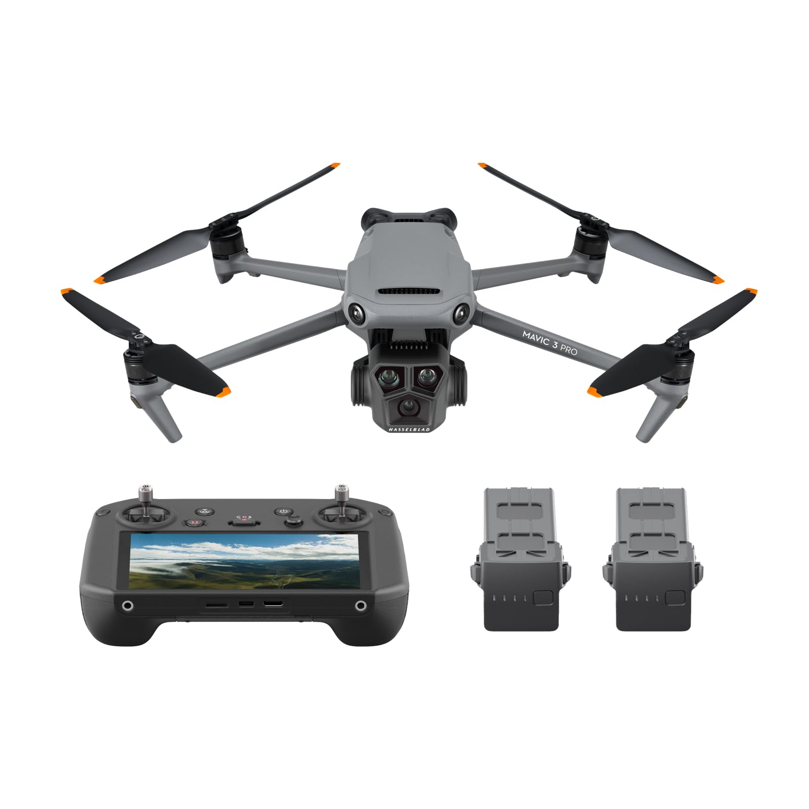 مجموعه فرازنده DJI Mavic 3 Pro با DJI RC Pro، دوربین 4/3 CMOS Hasselblad، 3 باتری پرواز، هاب شارژ، مجموعه فیلتر ND، دوربین 4K، MOIAT Certified - نسخه اماراتی با پشتیبانی گارانتی رسمی DJI Mavic 3 Pro Fly More Combo (DJI RC Pro)