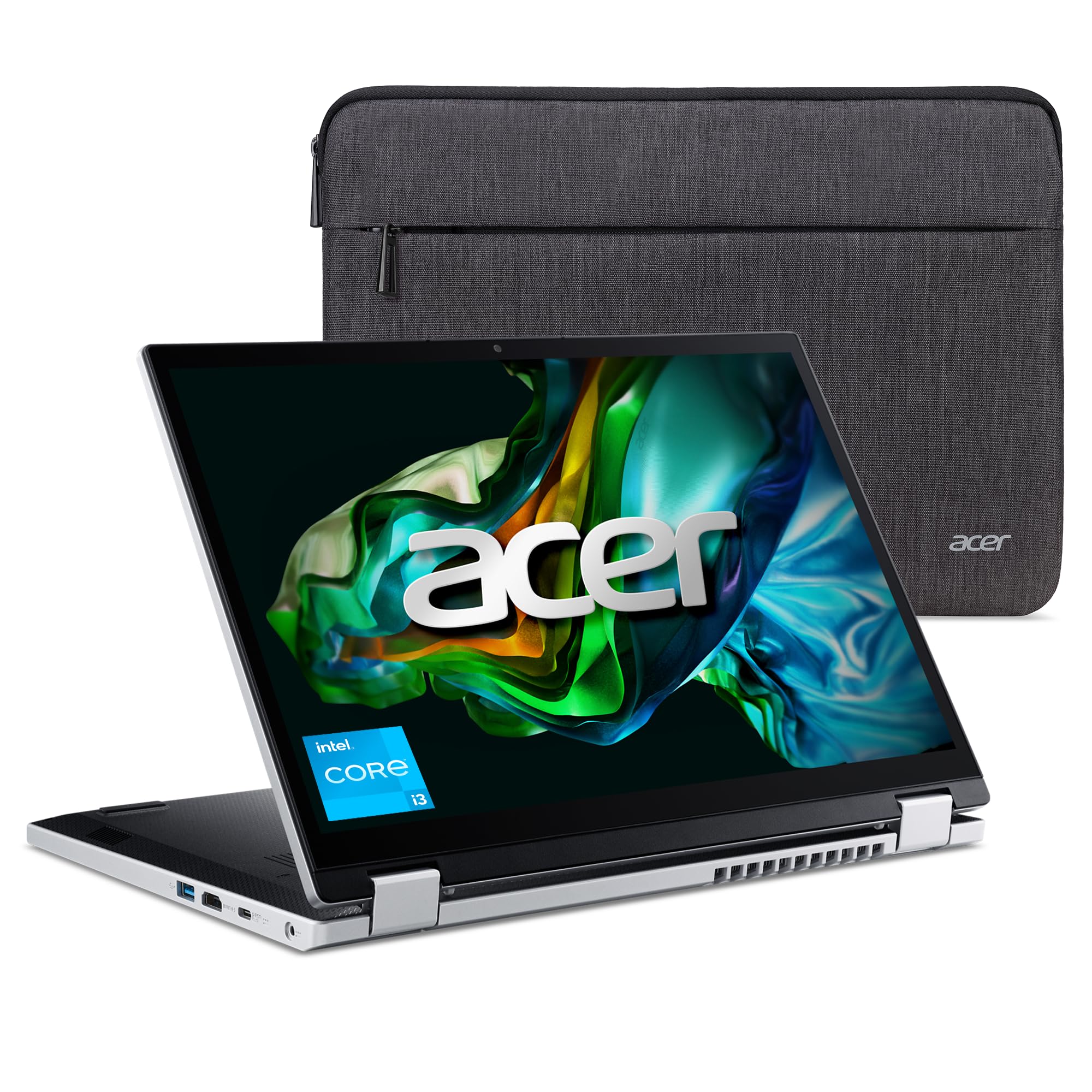 لپ تاپ قابل تبدیل Acer Aspire 3 Spin 14 | نمایشگر لمسی IPS 14 اینچ با رزولوشن 1920 × 1200 | پردازنده Intel Core i3-N305 | گرافیک Intel UHD | 8 گیگابایت LPDDR5 | 128 گیگابایت حافظه داخلی SSD | Wi-Fi 6 | ویندوز 11 خانگی در حالت S | A3SP14-31PT-37NV