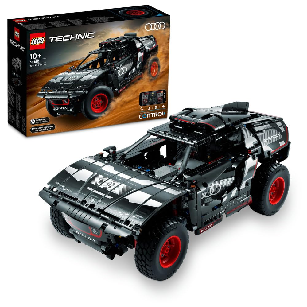 لگو 42160 Technic آئودی RS Q e-tron اسباب بازی ماشین رالی کنترل از راه دور، مدل ماشین رالی داکار، RC کنترل از طریق اپلیکیشن CONTROL +، ایده هدیه برای پسران، دختران و طرفداران بالای 10 سال برای ساختن