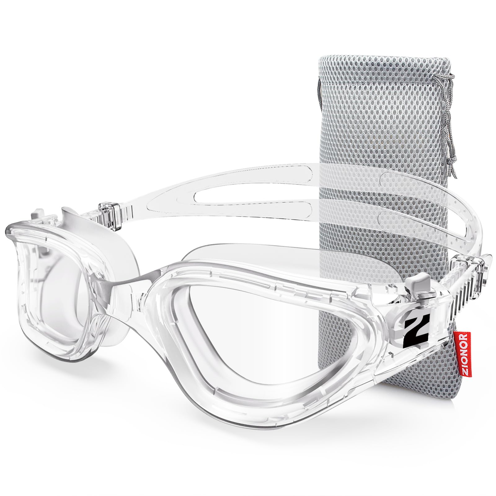 ZIONOR شنا Goggles، G1 SE شنا یواشکی Anti-Fog برای آقایان و خانم ها A1-لنز شفاف قاب شفاف