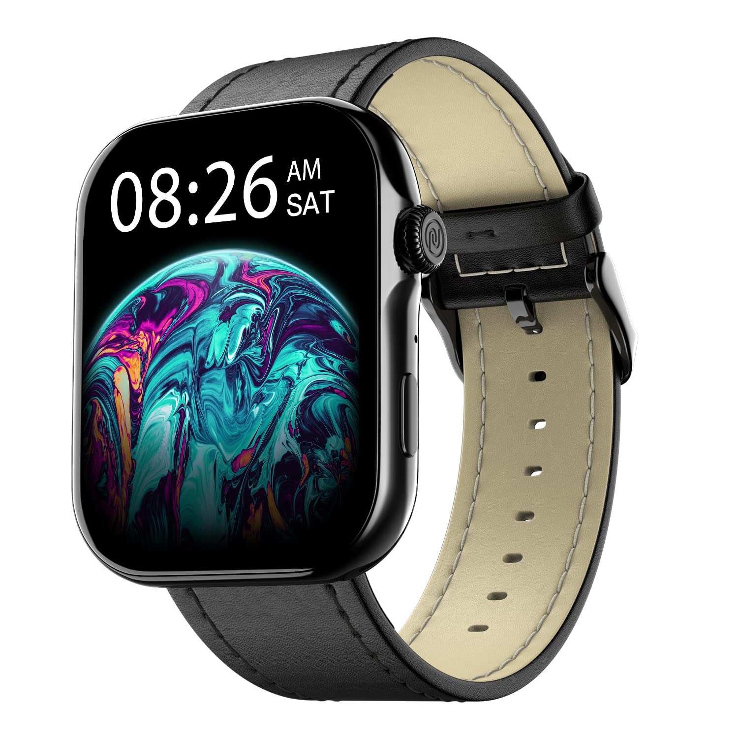 ساعت هوشمند Noise ColorFit Ultra 3 با قابلیت تماس بلوتوث دارای نمایشگر AMOLED بزرگترین اندازه 1.96 اینچ، ساختار فلزی با کیفیت، سنسور نظرسنجی قلب، ردیاب فعالیت، کنترل با حرکات با نگین چرمی (مدل کلاسیک سیاه)