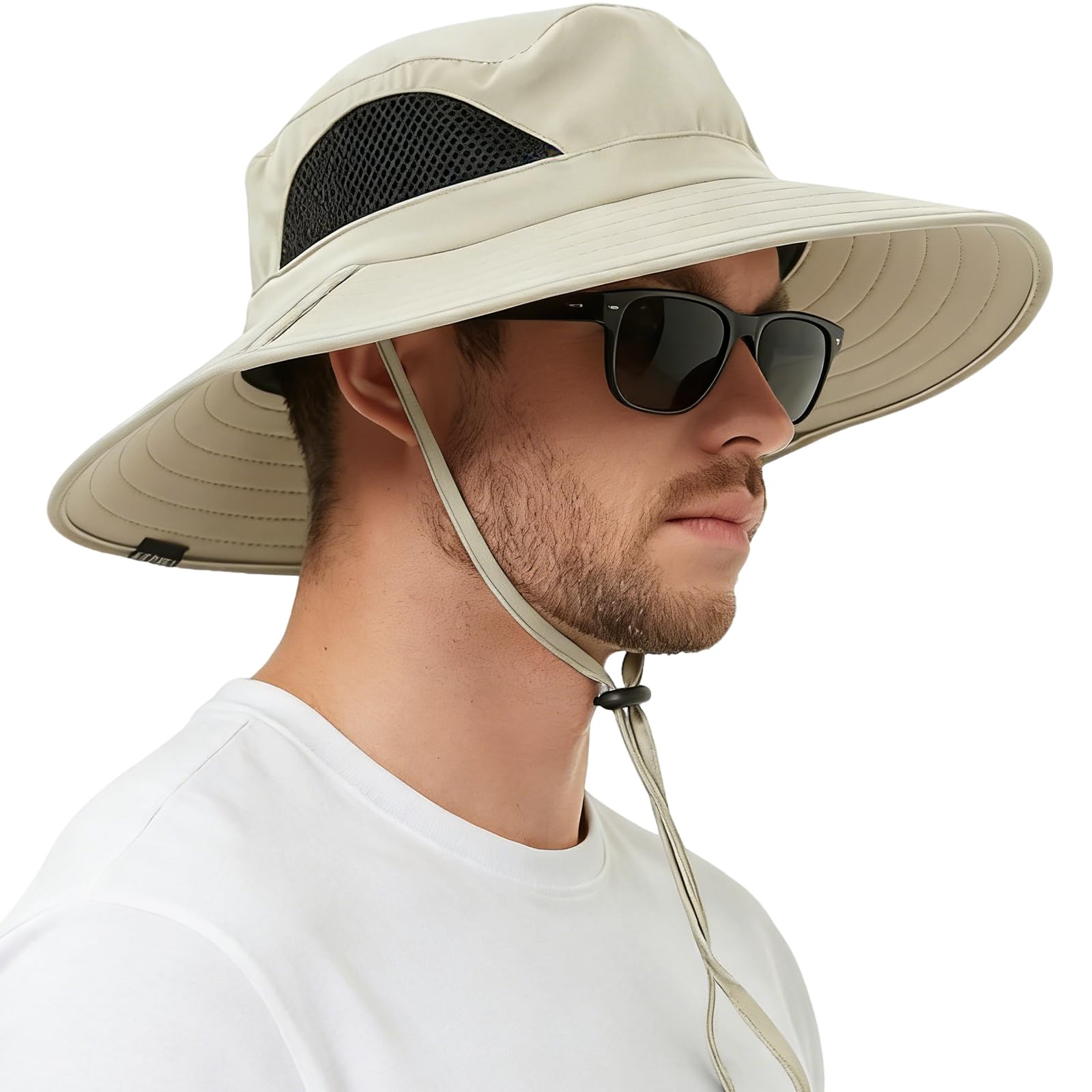 EINSKEY Sun Hat for Men/Women, Waterproof Wide Brim Bucket Hat Foldable Boonie Hat for Fishing Hiking Garden Safari Beach beige