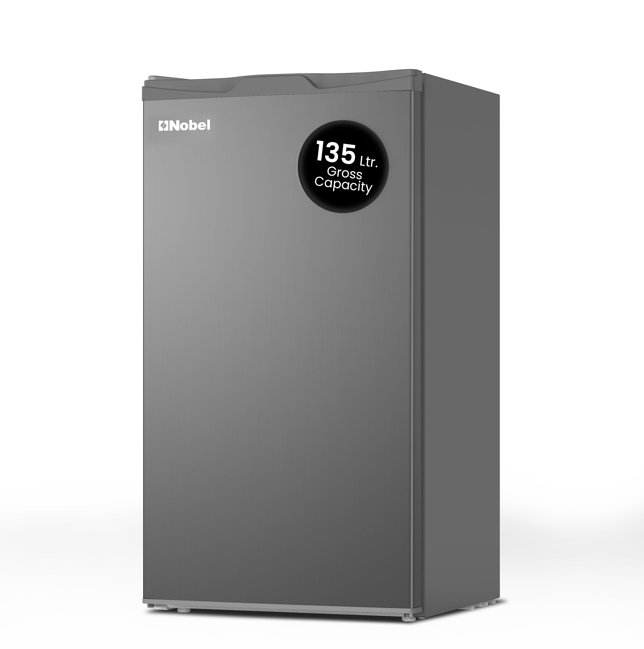 یخچال یک درب نوبل 135 لیتر خالص / 86 لیتر خالص، دیفراست، گاز سرد کننده R600a، کنترل دما، چراغ داخلی، کندانسور داخلی، کشوی سبزیجات، قفسه های شیشه ای NR135RSI رنگ آهنی ایمن (Inox)