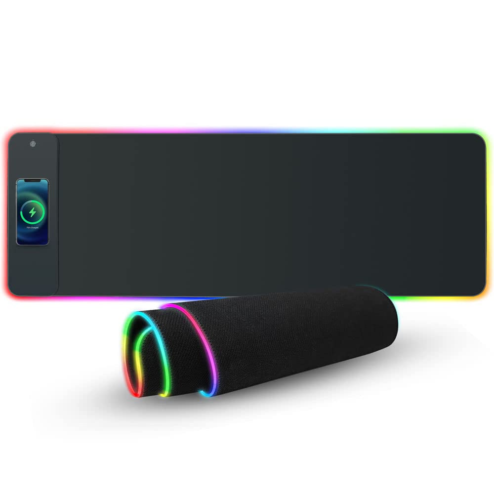 موس‌پد SYOSI، موس‌پد بزرگ بازی برای صفحه کلید و موس فرسوده RGB، 10 حالت روشنایی، ضدآب، پایه لاستیکی ضد لغزش برای میز کامپیوتر PC لپ تاپ (31.4 در 12 اینچ)