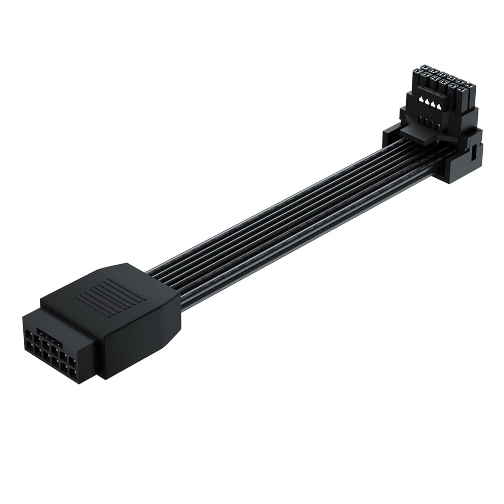 کابل تبدیل‌کننده زاویه‌ای رایت آنگل 16 پین انجمن PCI-e 5.0 JOYJOM زن به مرد، کابل تمدید 16AWG 600W 12VHPWR، تبدیل‌کننده 90 درجه برای کارت گرافیک GPU 12+4 پین RTX 3090Ti 4070Ti 4080 4090 (نوع الف)