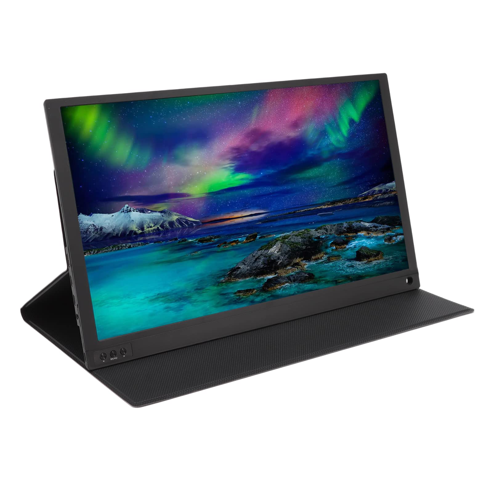 مانیتور قابل حمل Sorandy با اندازه 15.6 اینچ ، نمایشگر کامپیوتر 4K 1080P HD ، مانیتور بازی HDR با کیف چرم برای پی اس ، تلفن های همراه ، کامپیوترها ، لپ تاپ ها (مشکی)