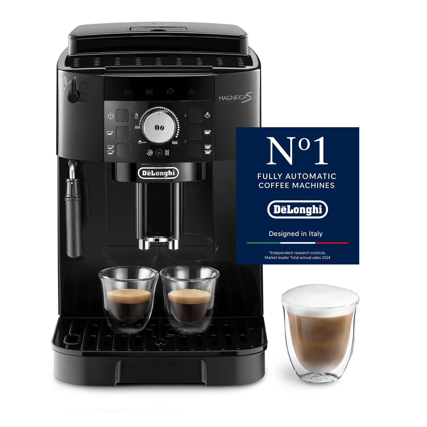 ماشین قهوه‌ساز کاملاً اتوماتیک De'Longhi MAGNIFICA S Bean to Cup Espresso، 5+ عملکرد برای آمریکانو، کاپوچینو، لاته، ماکیاتو و دیگر دستورالعمل‌های بیشتر ECAM11.112.B (ساخت اروپا)(Amazon Exclusive) ABSAJOA88 سیاه