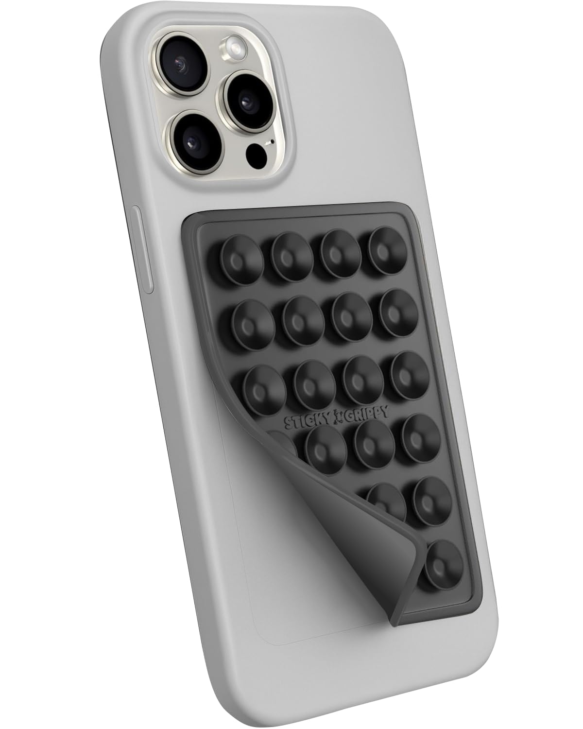 کیسه چسبنده گوشی StickyGrippy Suction Mount، لوازم جانبی چسبندگی سیلیکون برای آیفون و اندروید، اسباب بازی بدون دست برای گوشی دارای آینه، نگهدارنده تلفن حمام، ویدیوها و سلفی‌های Tiktok (مشکی)