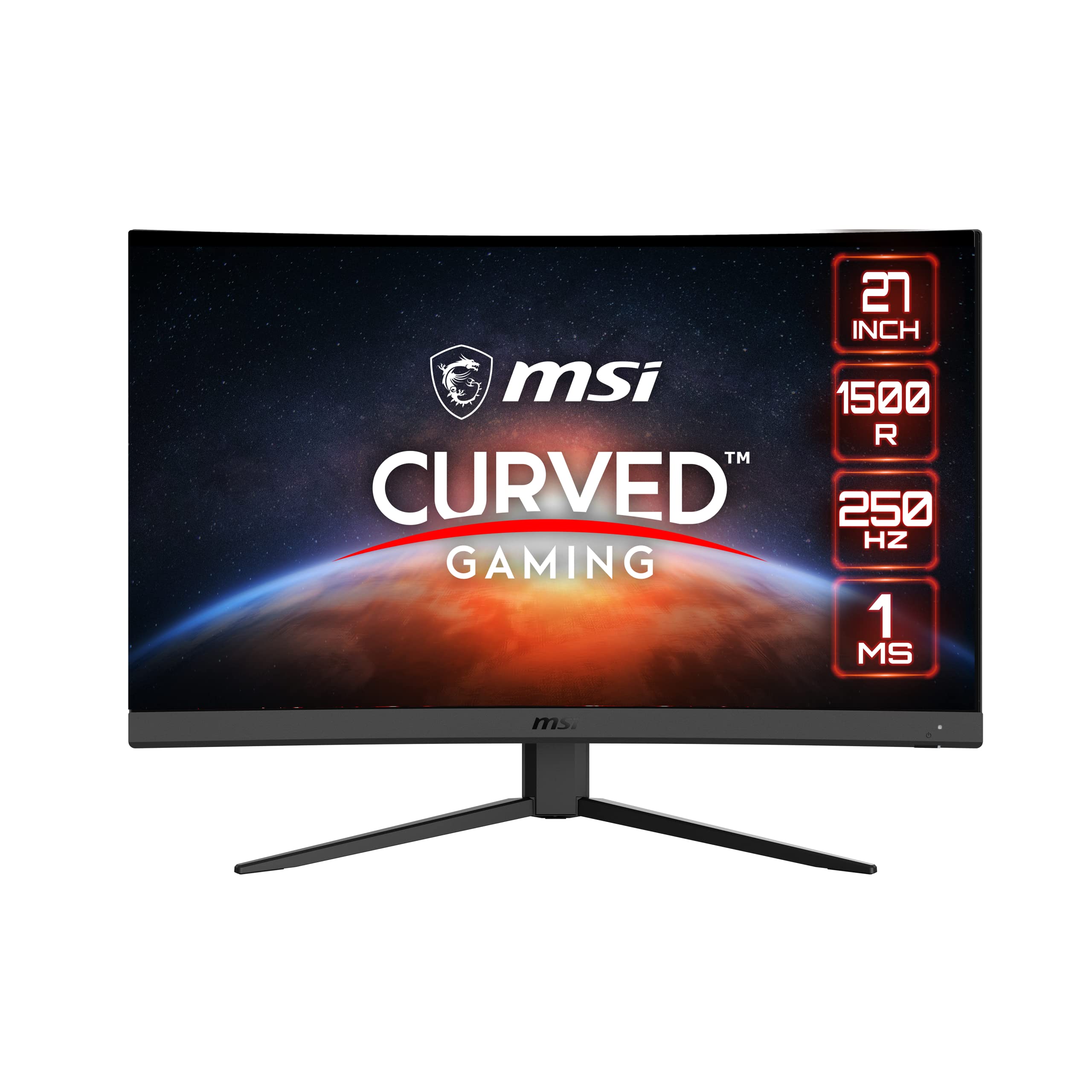 مانیتور بازی منحنی MSI G27C4X 27 اینچ، 1920 × 1080 (FHD)، 1 میلی‌ثانیه، 250Hz، FreeSync، HDMI، DisplayPort، ضد-لرزش، ضد-تابش، آماده HDR، 27 اینچ G27C4X