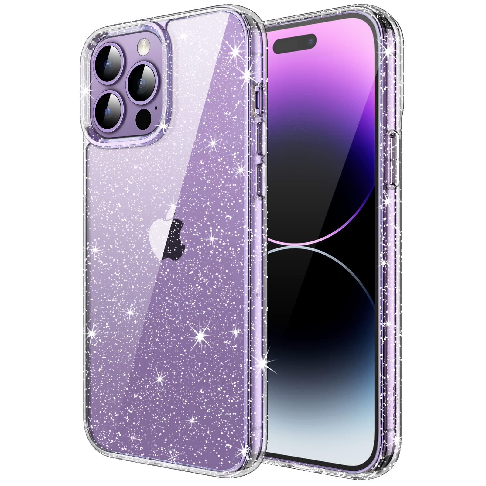 محافظ JETech Glitter برای آیفون 14 پرو مکس 6.7 اینچ، روکش ضدضربه براق برای گوشی، براق و جذاب برای زنان و دختران (شفاف)