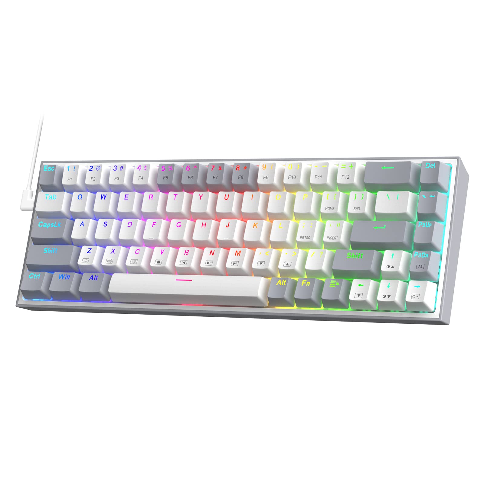 صفحه کلید بازی Redragon K631 Gery 65٪ سیمی RGB، 68 کلیدی، کوچک، مکانیکی، دارای قابلیت جابه‌جایی سریع، همراه با سوکت 100٪ Hot-Swap، PCB نصب شده در پلیت Free-Mod و کلیدهای جداگانه جهت فارسی‌سازی، سوئیچ‌های قرمز آرام لینیر سفید و خاکستری سیمی