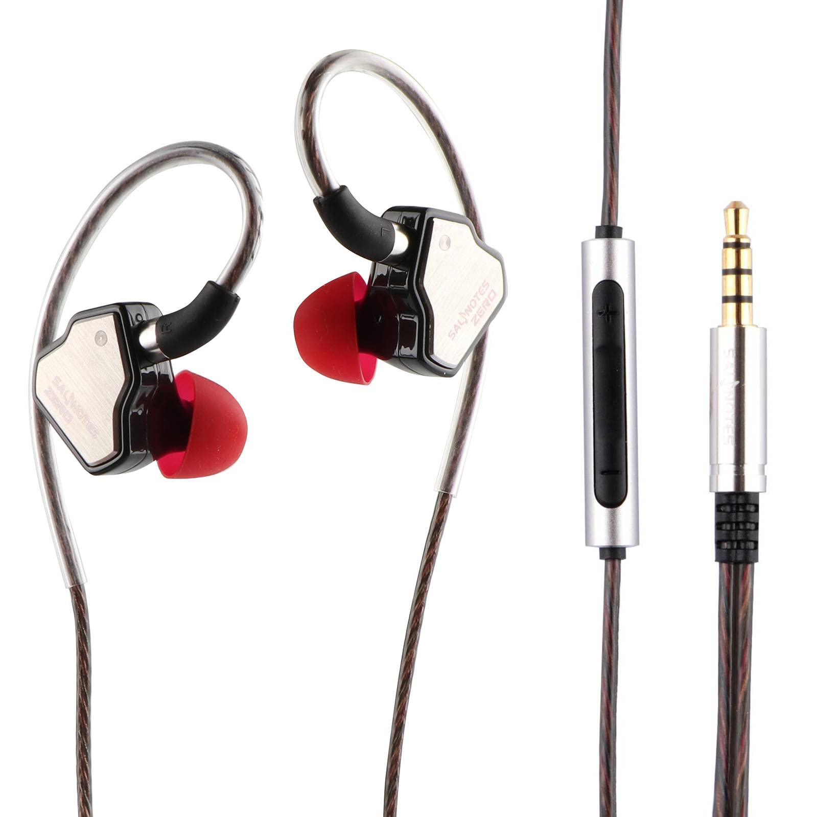 هدفون درگوشی 7Hz Salnotes Zero HiFi با درایور داینامیک 10 میلیمتری و بافت ترکیبی فلزی غشا استنلس استیل روی صفحه با کابل OFC قابل جدا شدن (سیاه، با میکروفن، 3.5 میلیمتر) باسیم همراه با میکروفن، 3.5 میلیمتر (سیاه)
