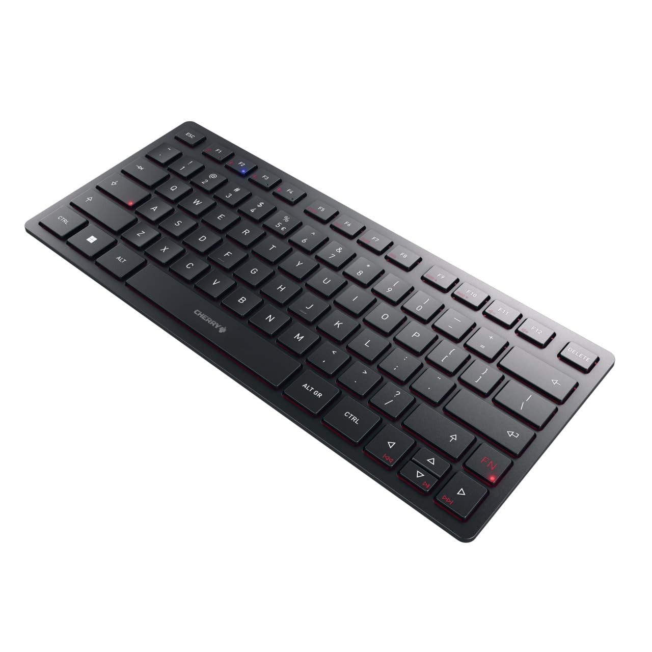 کیبورد چری KW 9200 MINI، کیبورد کم حجم چند دستگاهه برای تا ۴ دستگاه، طرح EU (QWERTY)، بلوتوث، اتصال ۲.۴ گیگاهرتز یا کابل، قابل شارژ، رنگ مشکی طرح EU - QWERTY