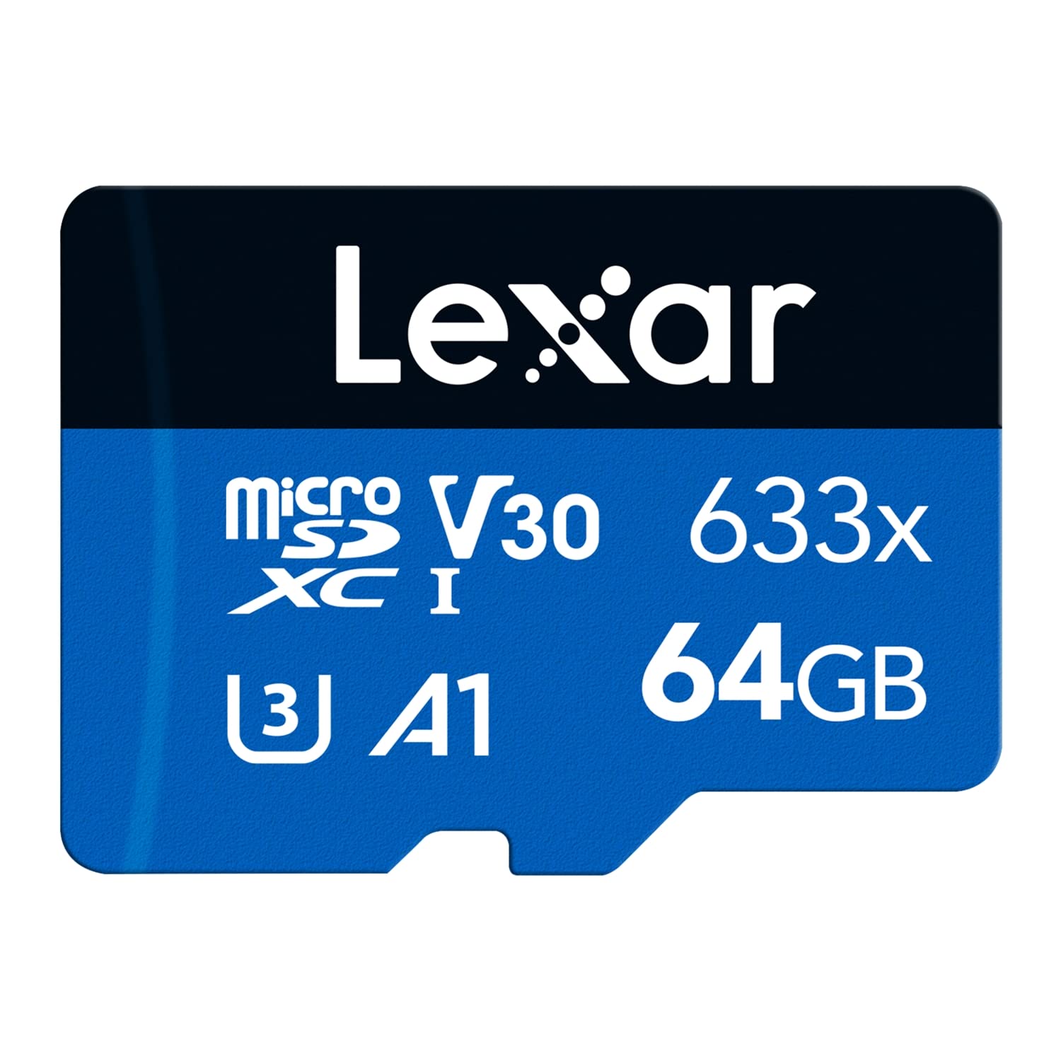 کارت حافظه Micro SD 64GB Lexar 633x، کارت microSDXC UHS-I بدون آداپتور SD، کارت حافظه microSD تا 100 مگابایت بر ثانیه خواندن، A1، کلاس 10، U3، V30، کارت TF برای گوشی هوشمند، تبلت، دوربین‌های مداربسته (LMS0633064G-BNNAA) 633x بدون آداپتور 64GB