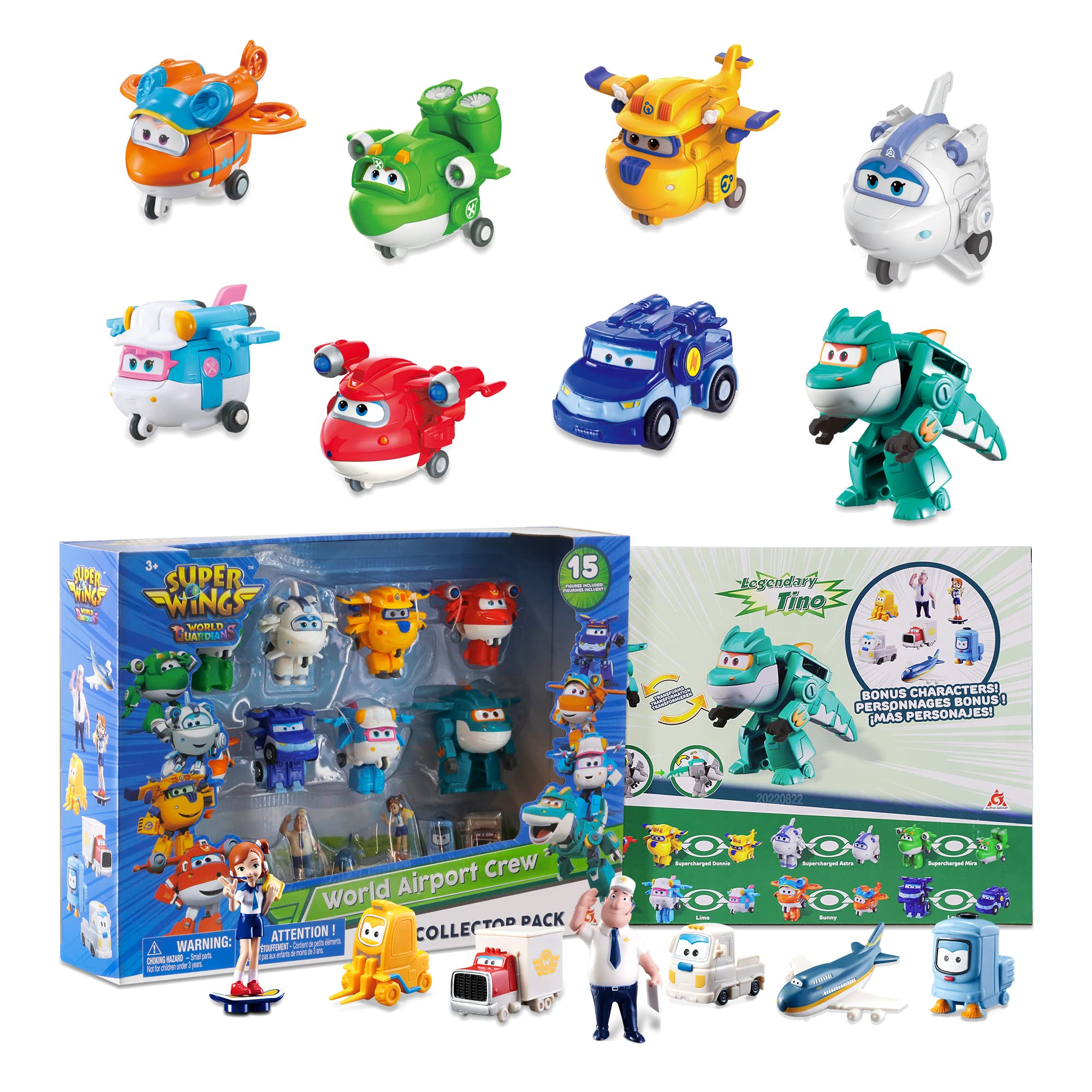 اسباب بازی Super Wings، اسباب بازی ترانسفورمر 2 اینچی، فیگورهای اکشن کوچک برای کودکان 3-12 ساله، چرخ‌های متحرک واقعی، لوازم جشن تولد برای پسران و دختران مهد کودک، اسباب بازی هواپیما (15 بسته) مدرن