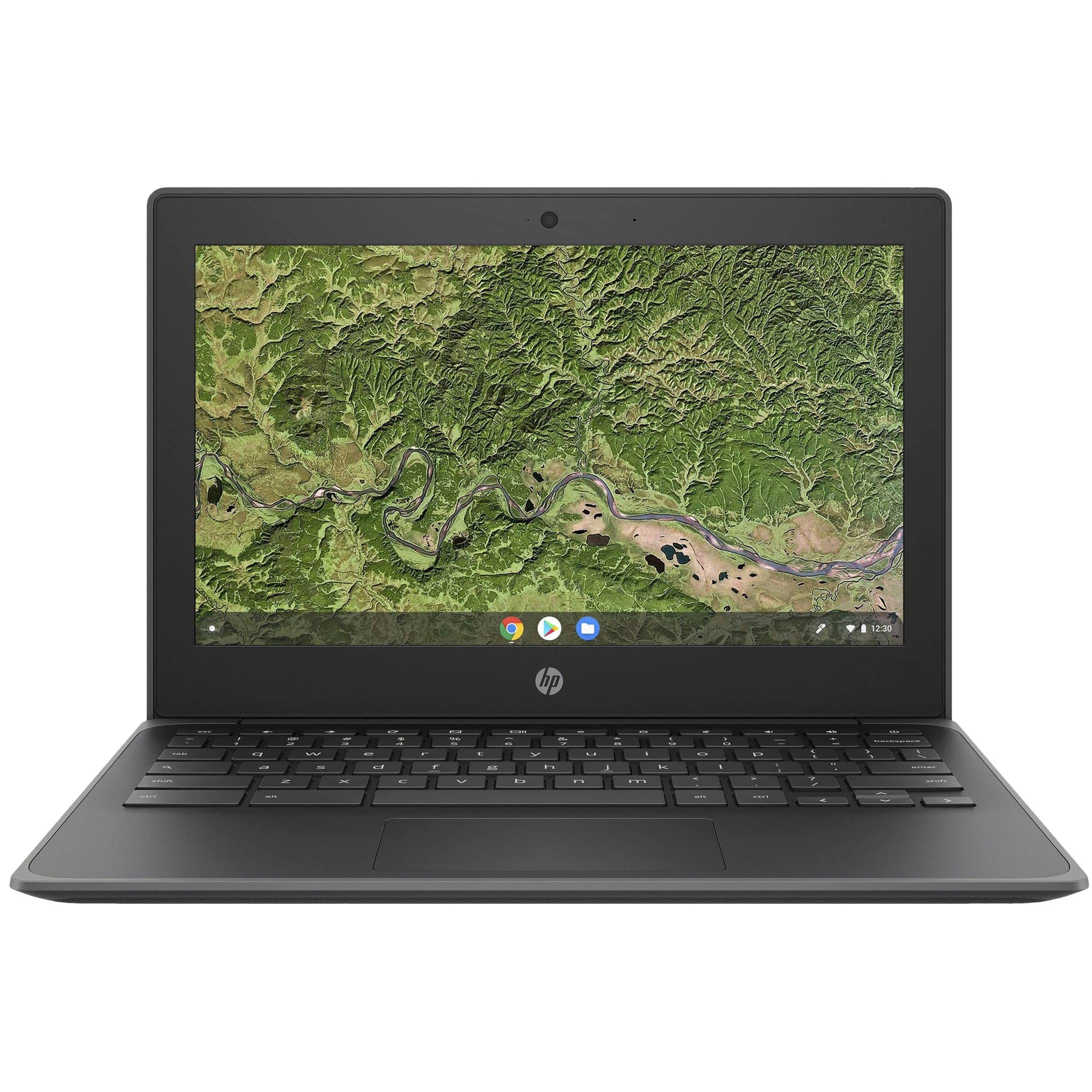 لپ تاپ New HP Chromebook 11 با صفحه نمایش 11.6 اینچ، پردازنده AMD A4-9120C تا 2.4GHz، 4GB RAM DDR4، 32GB eMMC، WiFi 802.11AC، بلوتوث 5.0، وب کم، رنگ مشکی، سیستم عامل Chrome (ارتقا یافته)